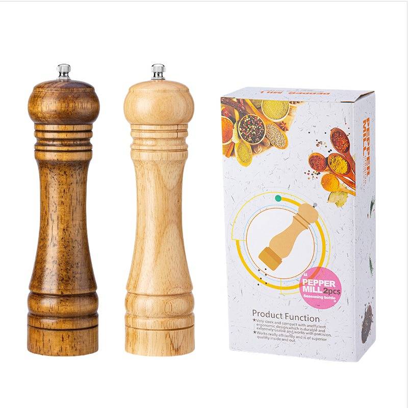 8-Zoll-Pfeffermühle Set, manuell, verstellbar, grob/fein, zweifarbig