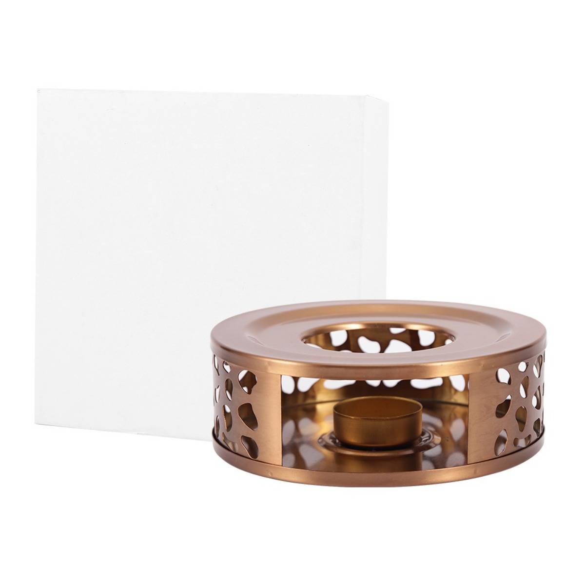 Roségoldener Teewärmer aus Edelstahl mit perforiertem Design und Behälter PinkGold