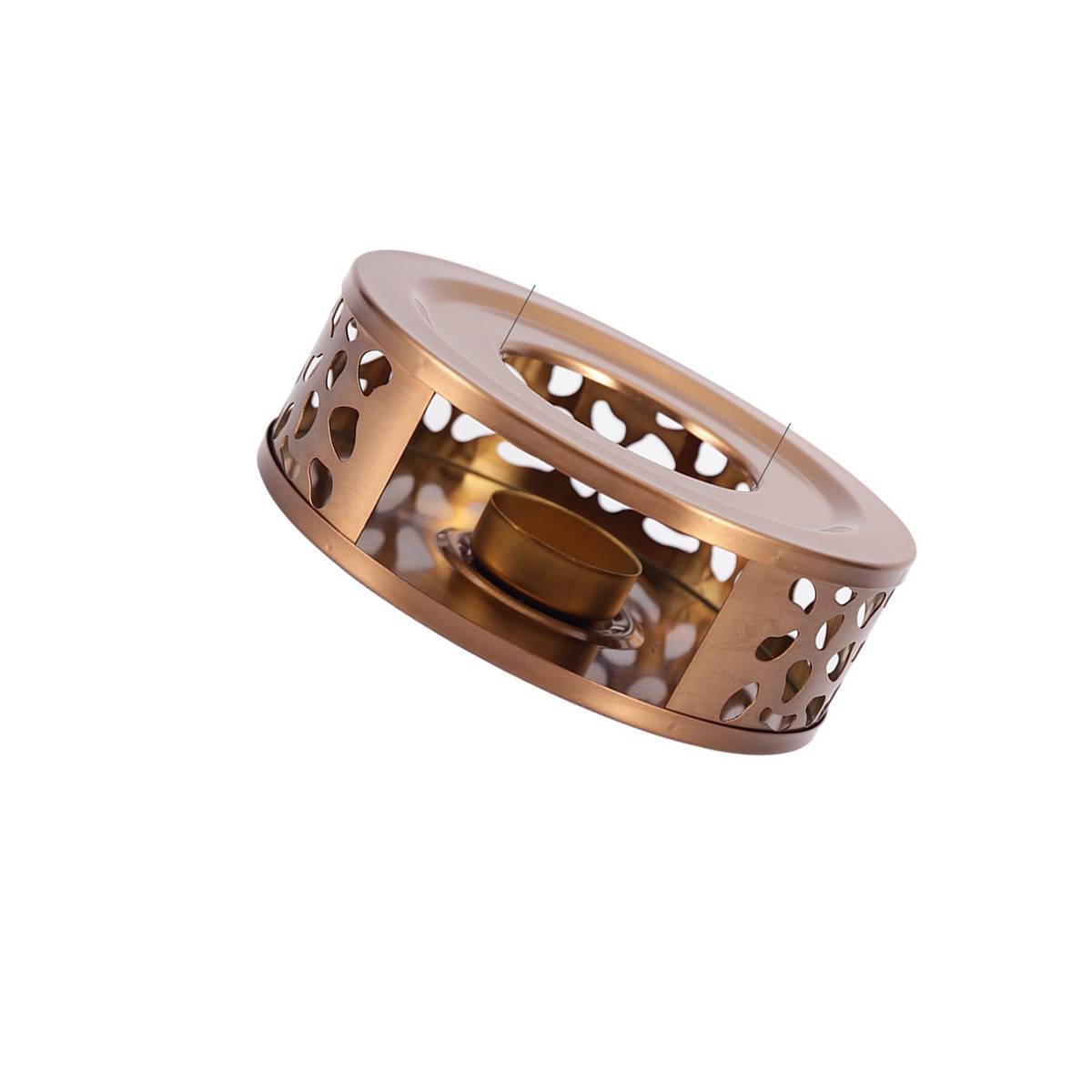Roségoldener Teewärmer aus Edelstahl mit perforiertem Design und Behälter PinkGold