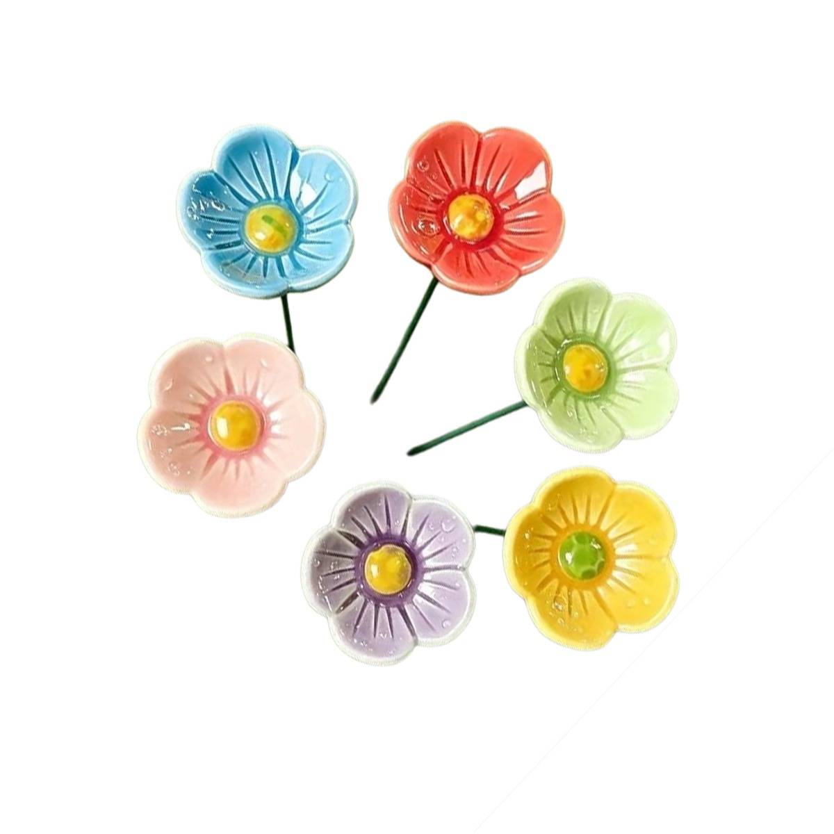 Bienen-Tränken-Set – Gänseblümchen 8-Blatt aus Kunstharz, 6-teilig, mehrfarbig, Trinkstation für Bestäuber