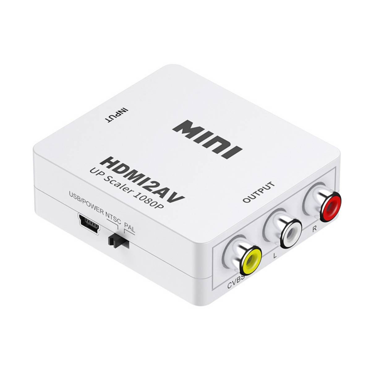 HDTV-zu-AV Audio-Video Konverter – USB-betriebener HDMI-zu-RCA Adapter, 1080p, NTSC/PAL-Schalter, kompatibel mit Xiaomi Box, Damai Box, LeTV Box und