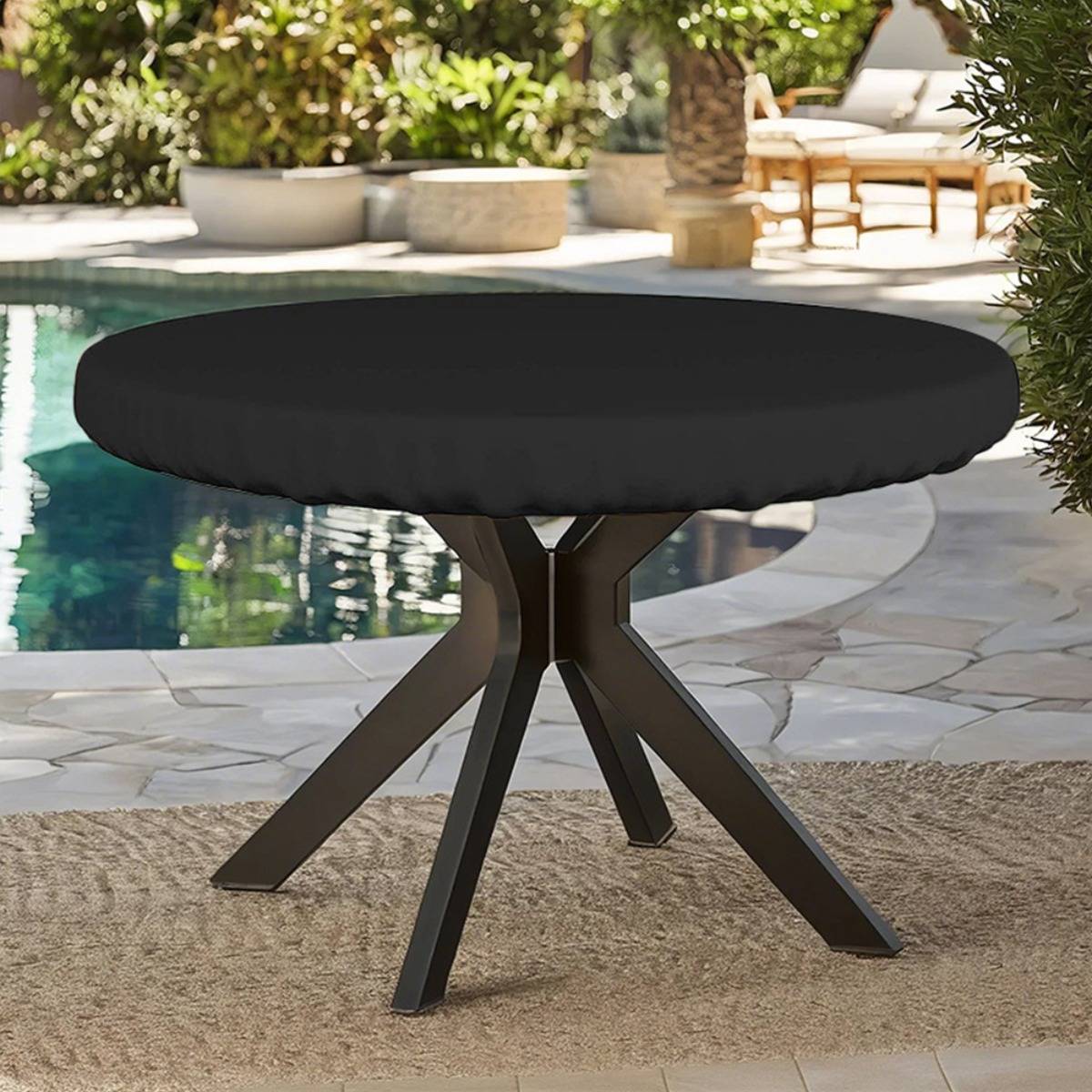 Runde Tischabdeckung 153cm x 153cm x 10cm - 210D Oxford, wasserdicht, staubdicht und lichtblockierend