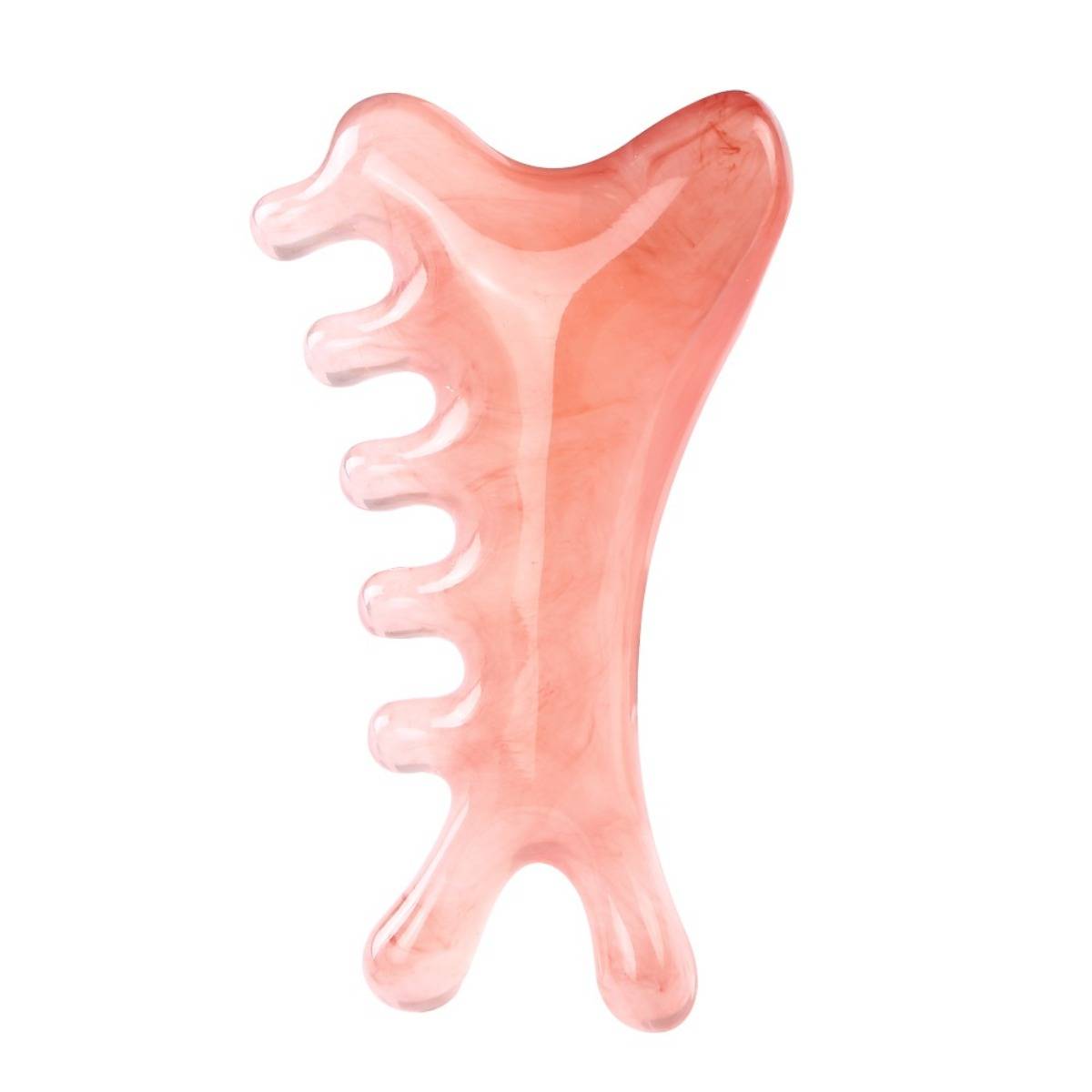 4-in-1 Massagekamm aus Harz für Kopf und Gesicht — natürliches Gua Sha Meridian-Akupressur, tragbares 2er-Set Pink