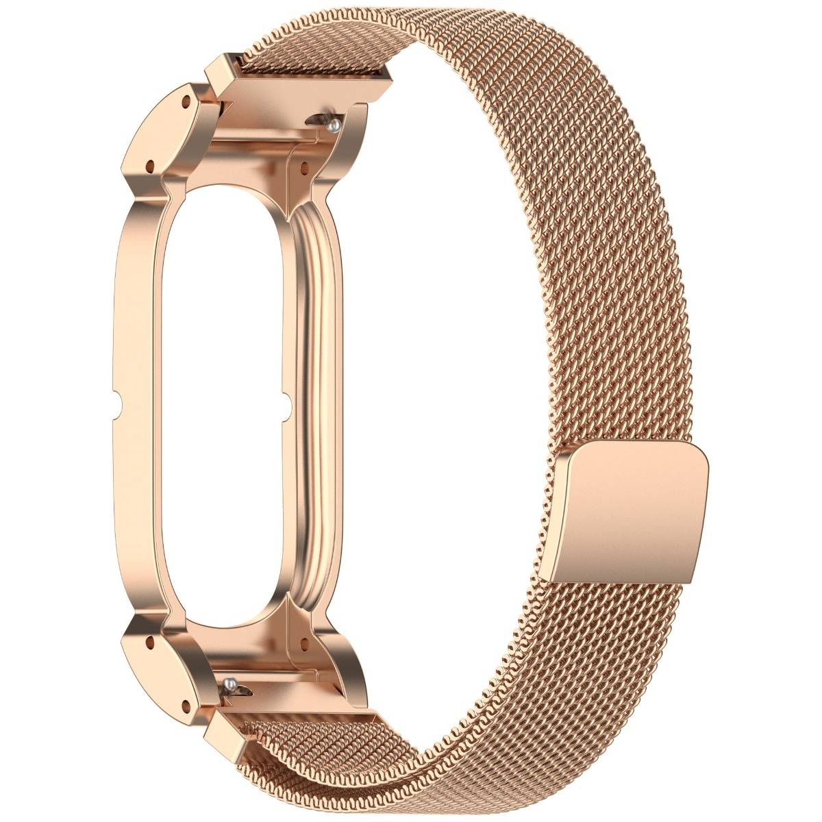 Magnetisches Milanese-Edelstahlarmband, kompatibel mit Google Fitbit Air — Roségold, verstellbar Länge 20.4cm x Breite 1.8cm