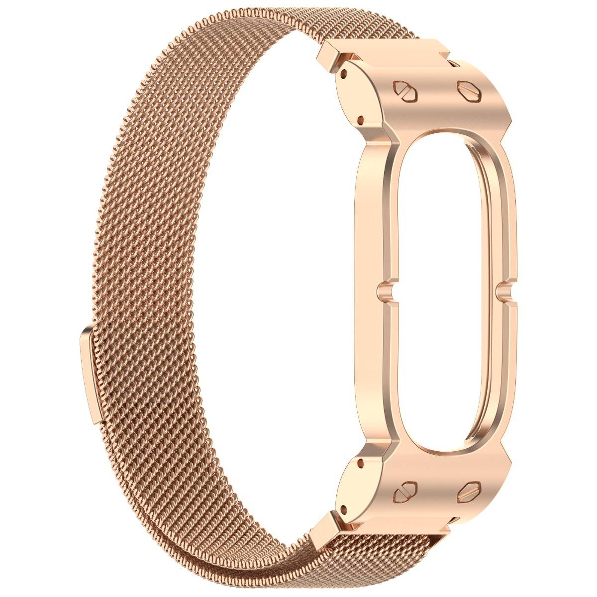 Magnetisches Milanese-Edelstahlarmband, kompatibel mit Google Fitbit Air — Roségold, verstellbar Länge 20.4cm x Breite 1.8cm