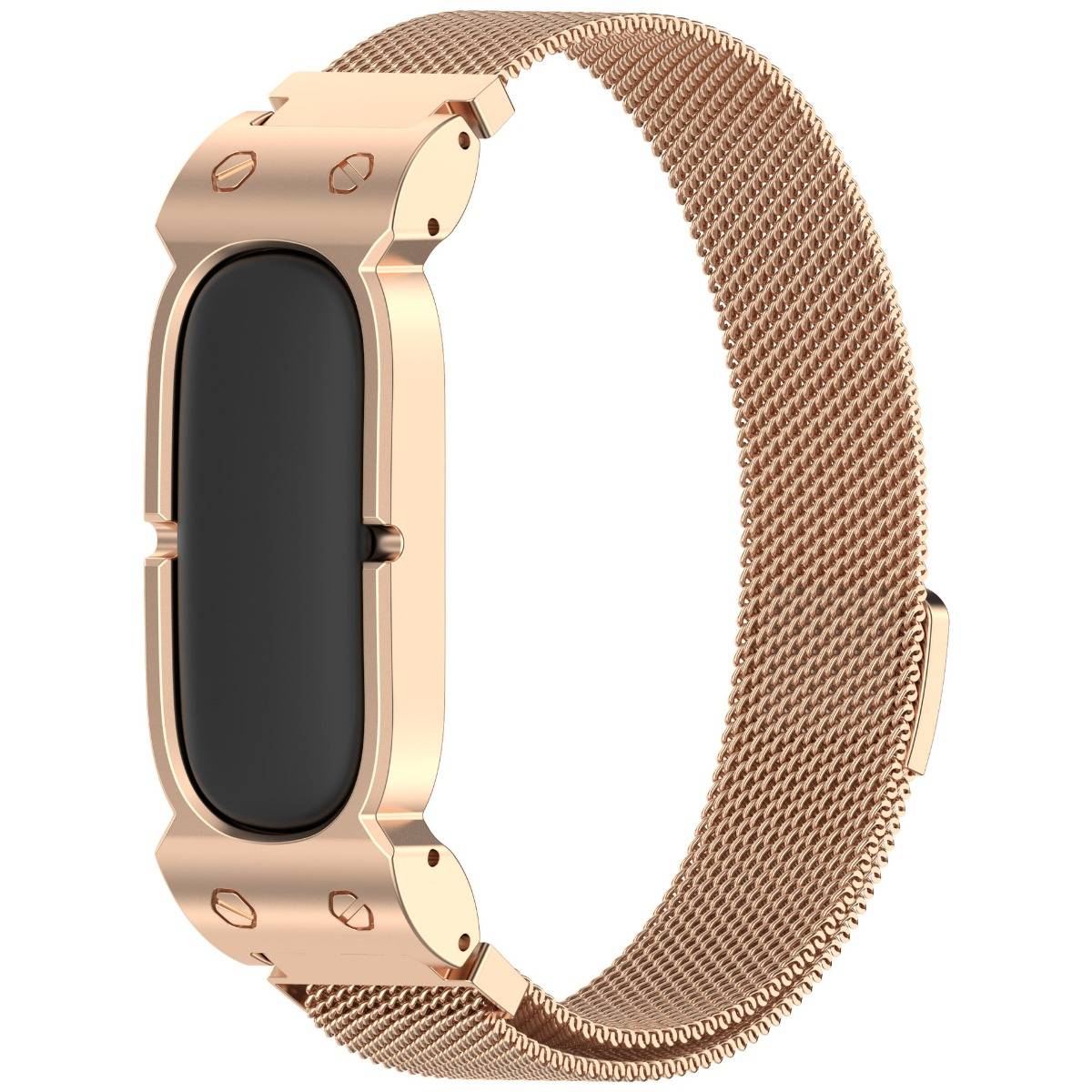 Magnetisches Milanese-Edelstahlarmband, kompatibel mit Google Fitbit Air — Roségold, verstellbar Länge 20.4cm x Breite 1.8cm
