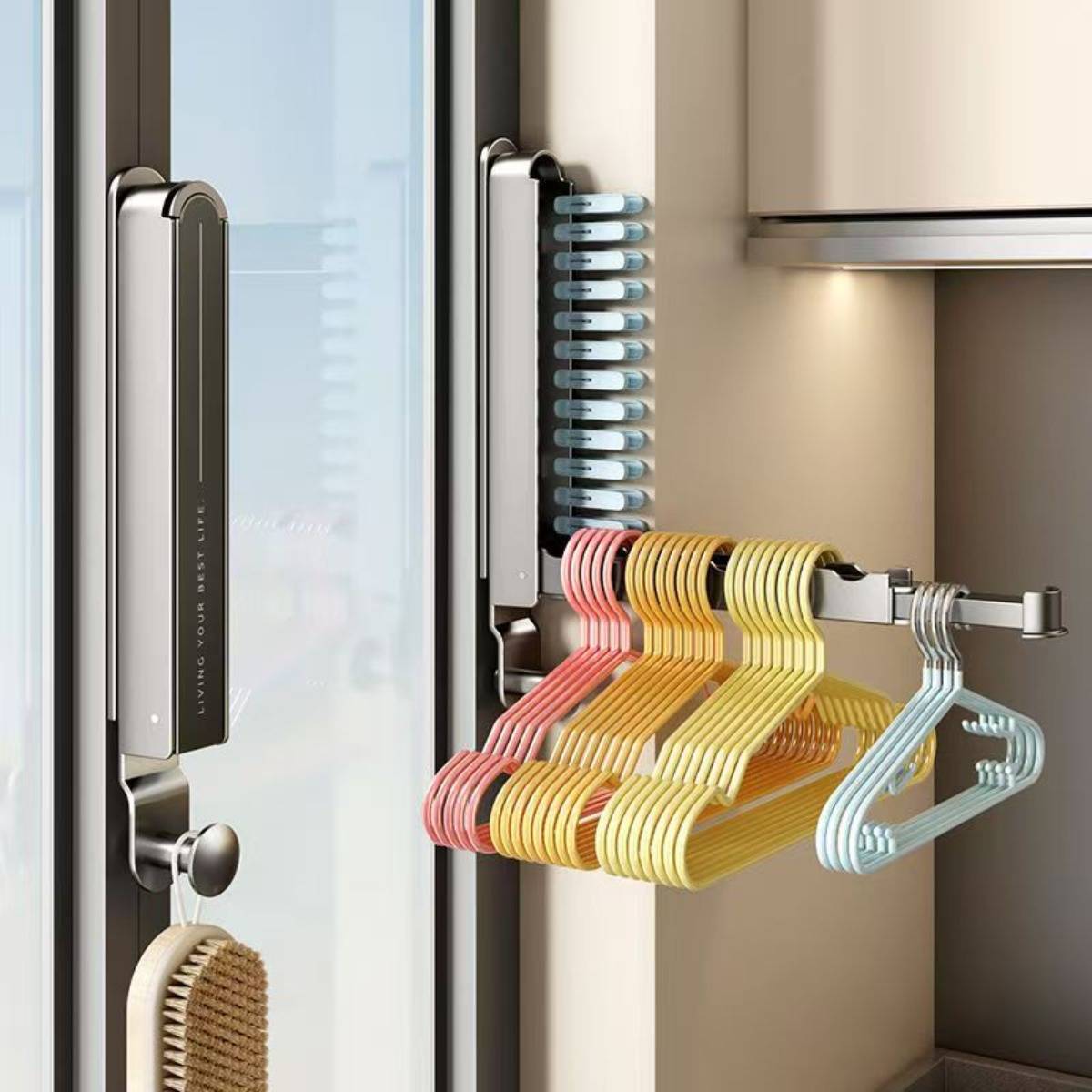 Bohrfreie Haken-Aufbewahrung - Aluminium Faltbarer Kleiderhalter, Abnehmbar & Platzsparend Gray