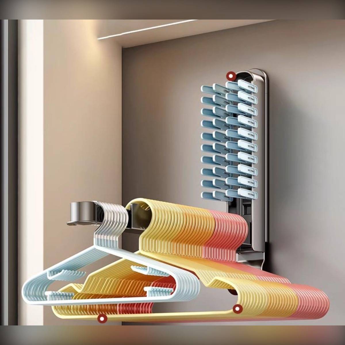 Bohrfreie Haken-Aufbewahrung - Aluminium Faltbarer Kleiderhalter, Abnehmbar & Platzsparend Gray