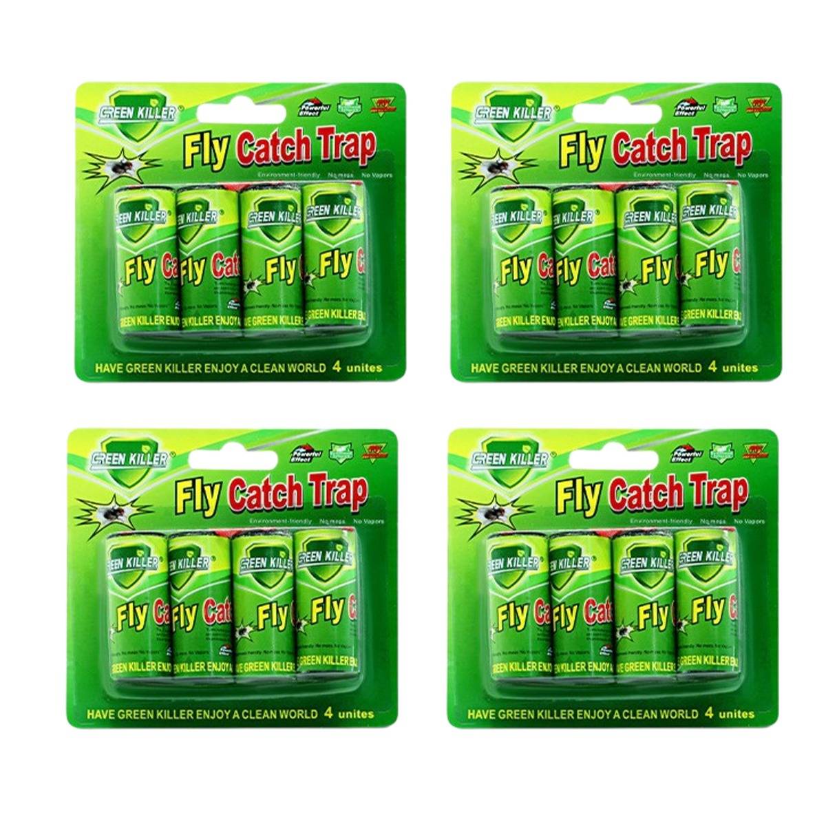 Fliegenbandrolle, doppelseitiger starker Klebstoff, Kraftpapier, geruchsneutral, aufhängbar, 5cm x 6.8cm x 350cm, Packung 16