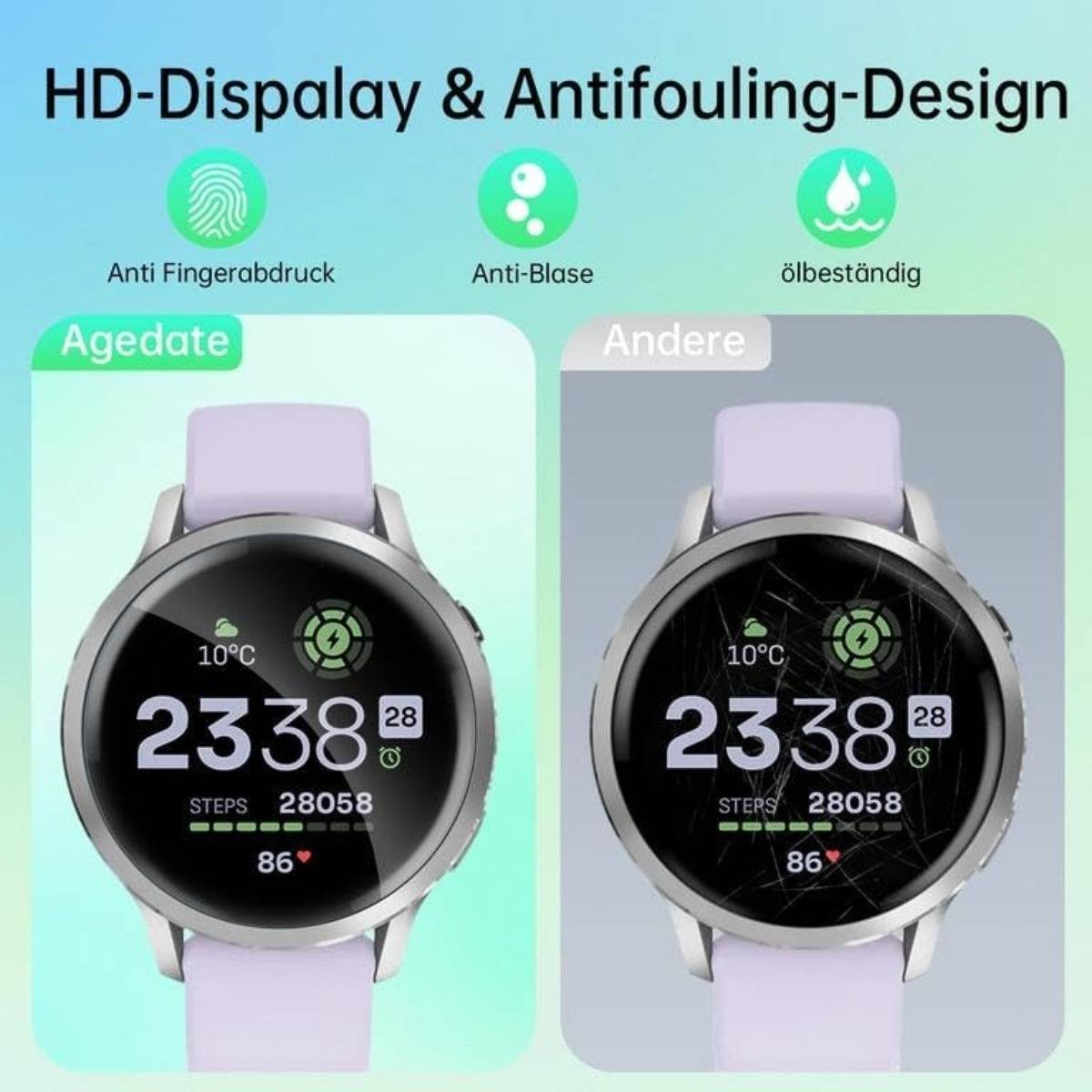 Hydrogel-Displayschutzfolie 4er-Pack kompatibel mit Garmin Venu 4 45mm — HD, Anti-Fingerprint, Vollflächiger Schutz