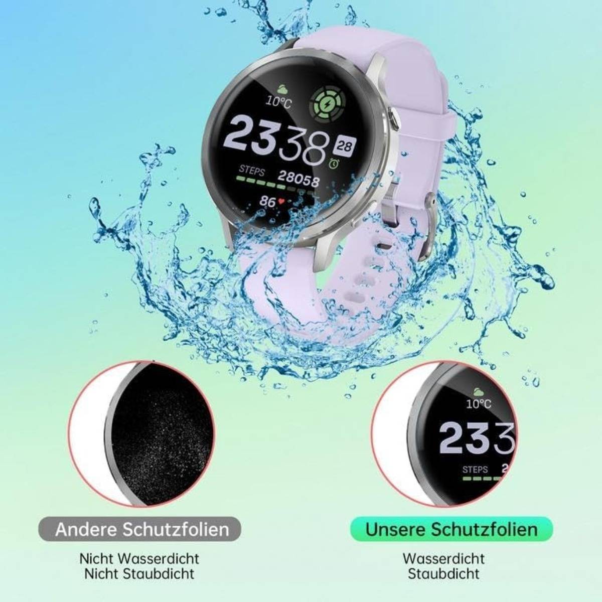 Hydrogel-Displayschutzfolie 4er-Pack kompatibel mit Garmin Venu 4 45mm — HD, Anti-Fingerprint, Vollflächiger Schutz