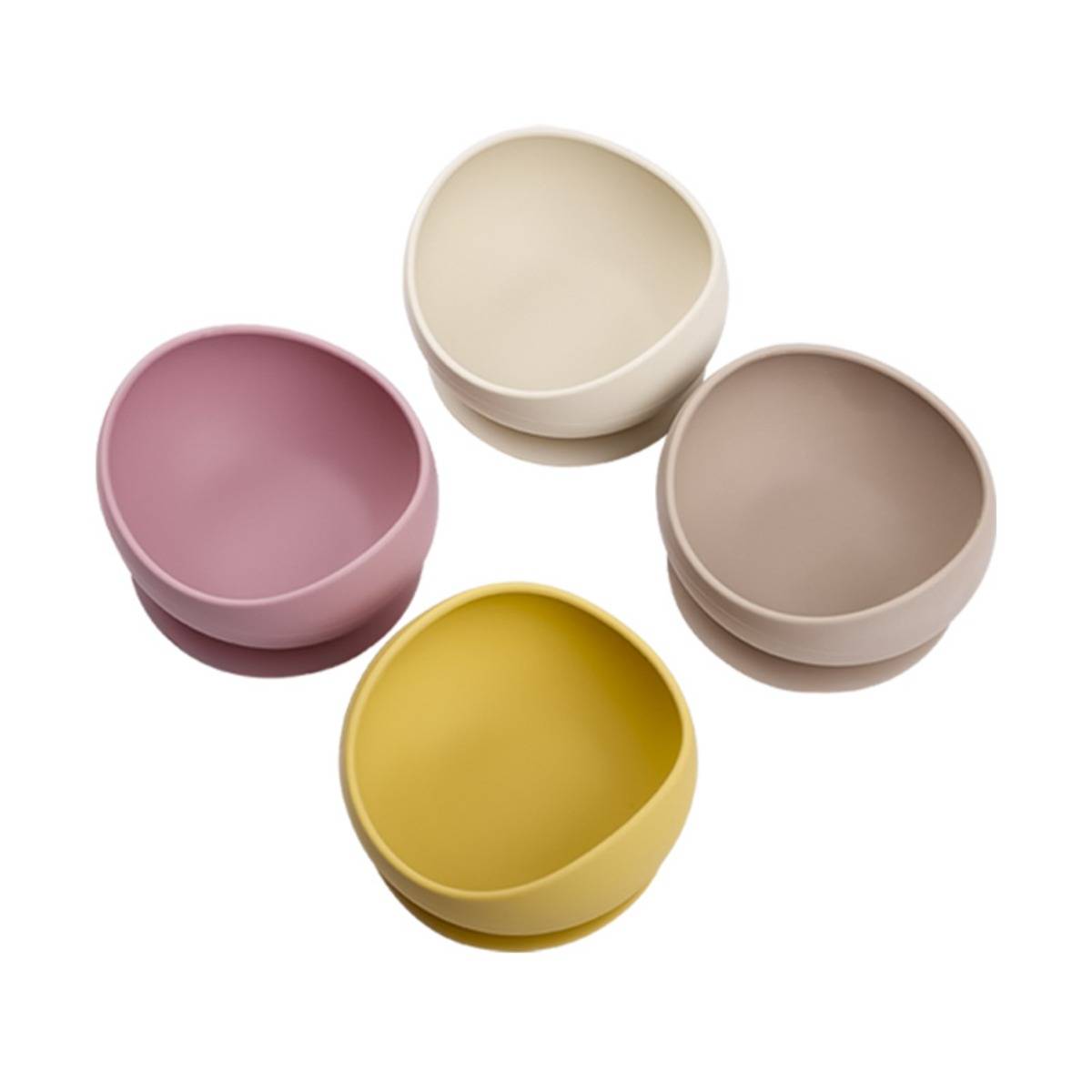 Silikon Rutschfeste Futterschüssel mit Saugnapf – Bissfest, Auslaufsicher, C-förmiges Easy-Eat Design Gray