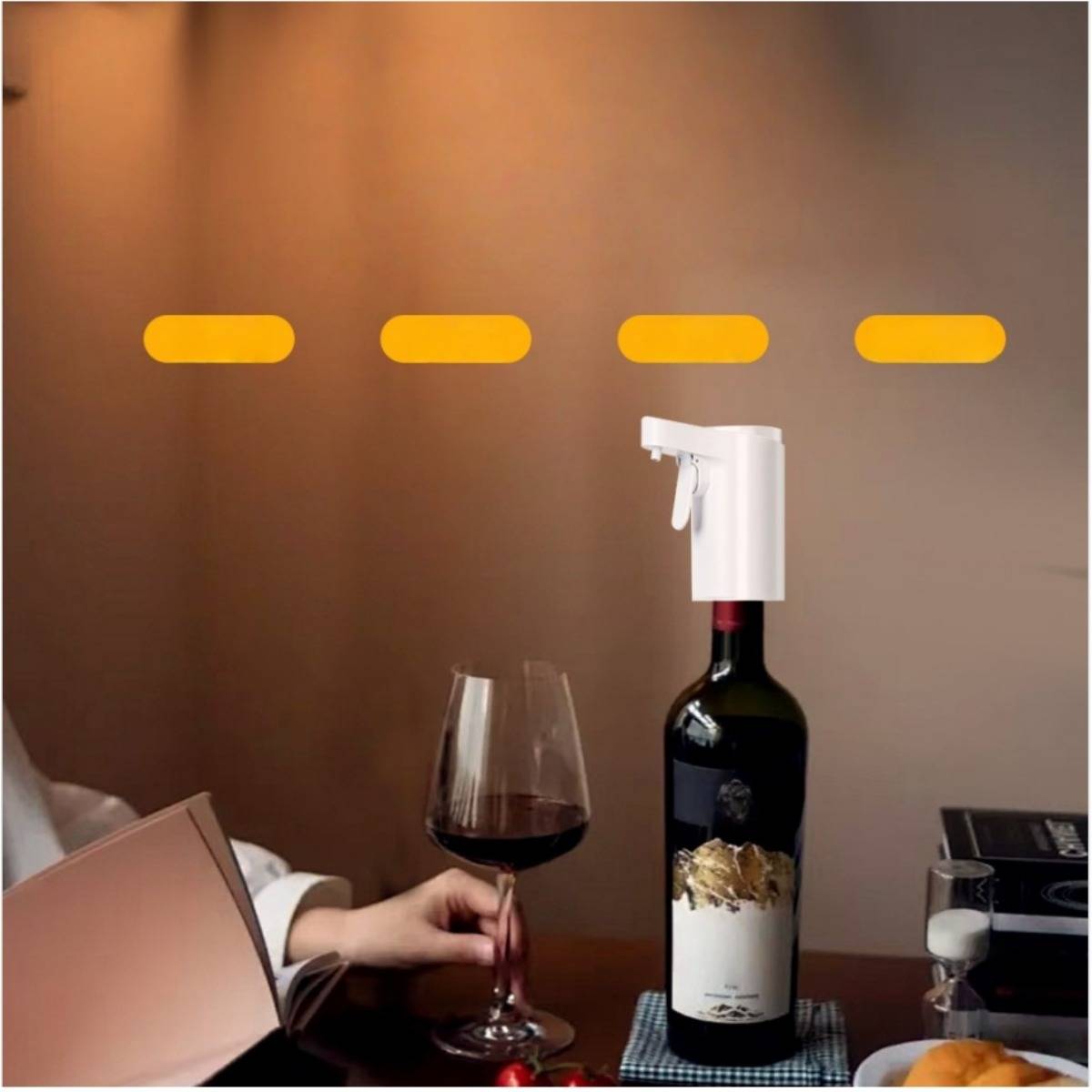 Smart-Sensor-Weinspender — USB-aufladbar, Touch-Steuerung und einstellbare Dosierung für Spirituosen, Zuhause und Party White