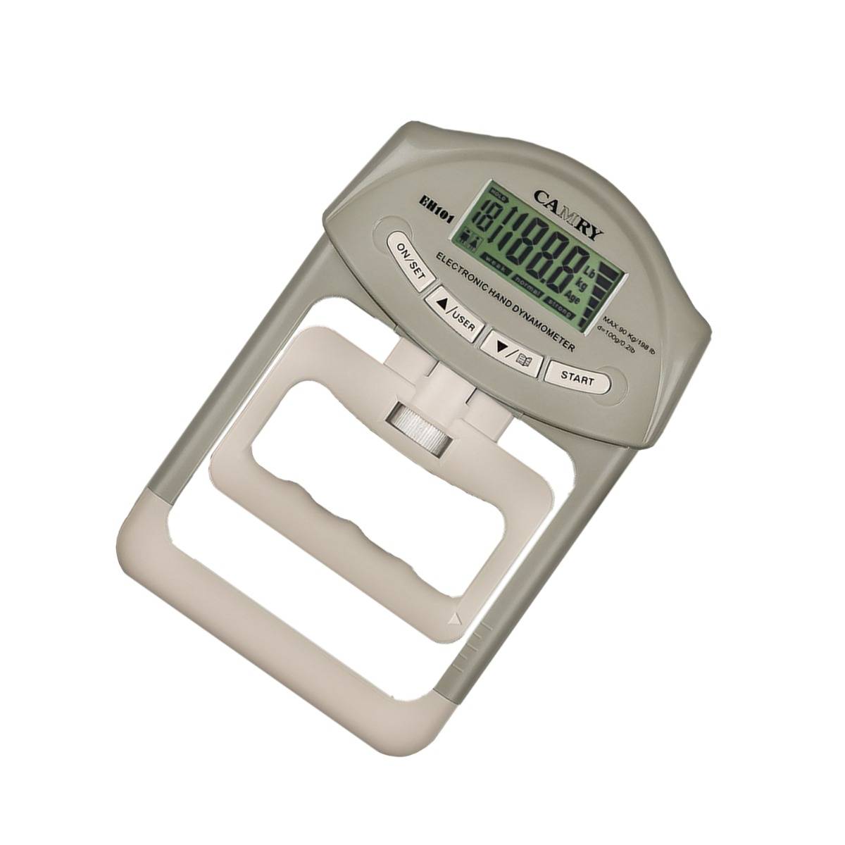 Griffkrafttrainer 90kg Batterie-Version — Elektronischer Handdynamometer mit verstellbarem Griff, Hintergrundbeleuchtung und Zählfunktion Grey