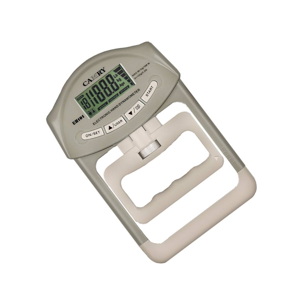 Griffkrafttrainer 90kg Batterie-Version — Elektronischer Handdynamometer mit verstellbarem Griff, Hintergrundbeleuchtung und Zählfunktion Grey