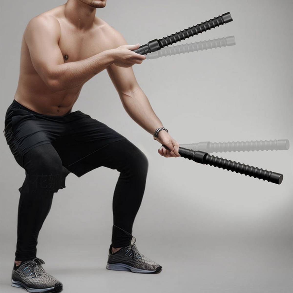 Seilloses Battle Rope Trainingsset - Schwarz (Paar) für Kraft und Cardio