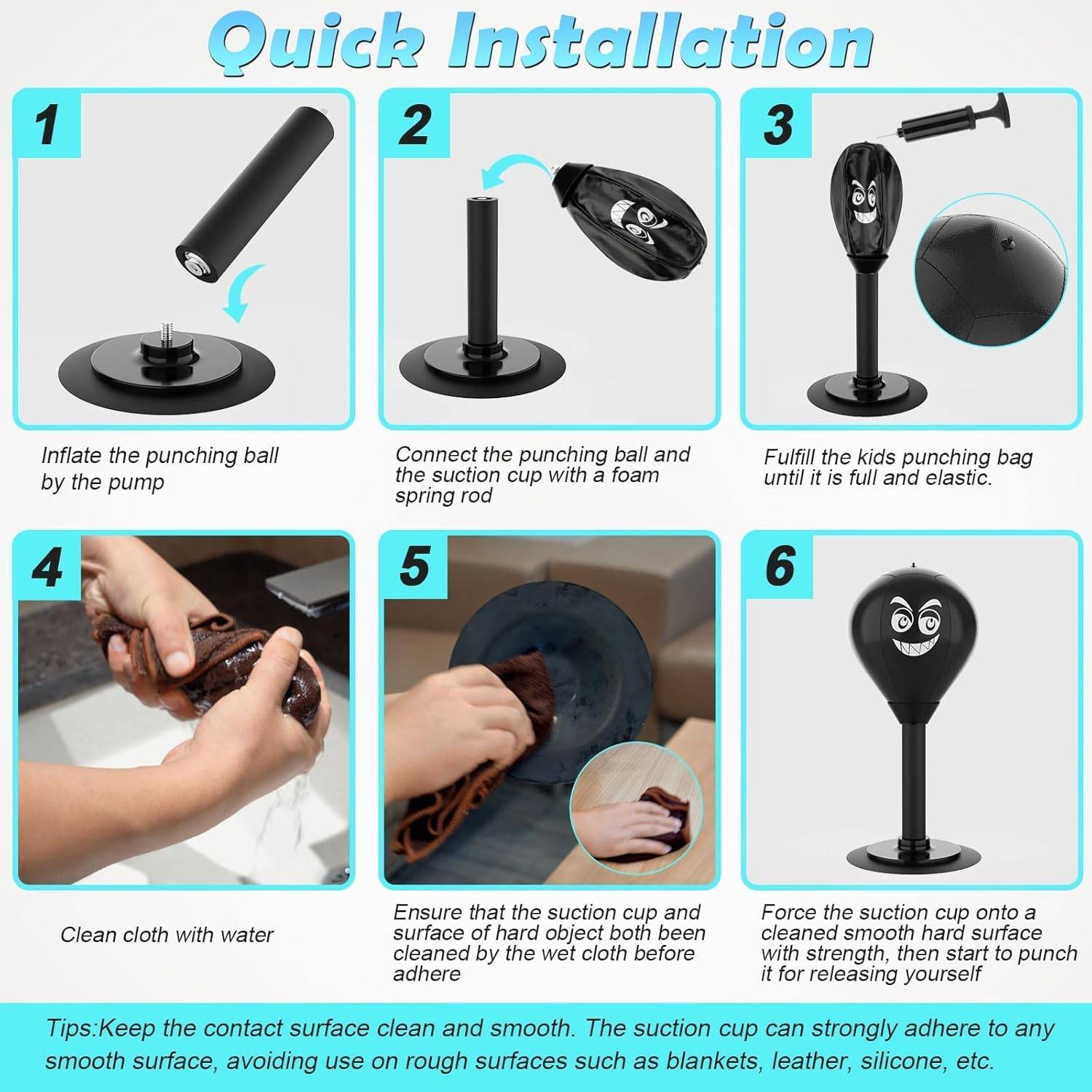 Desktop Stressabbau Box-Speedball mit Saugnapf & Pumpe Black