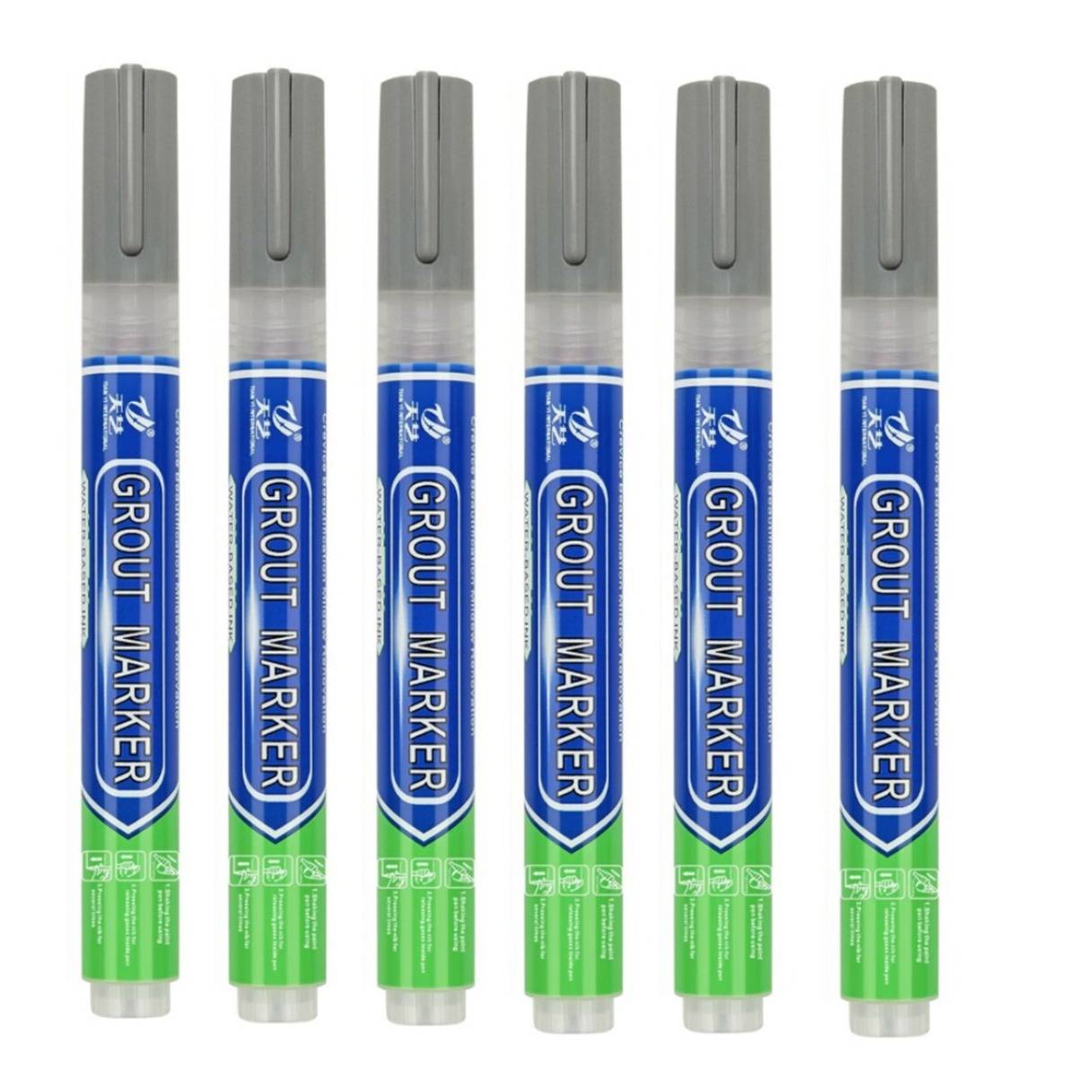Fliesen Fugenstift 6er-Pack: Wasserdichter Fugenreparaturstift für Fliesenrestaurierung Grey