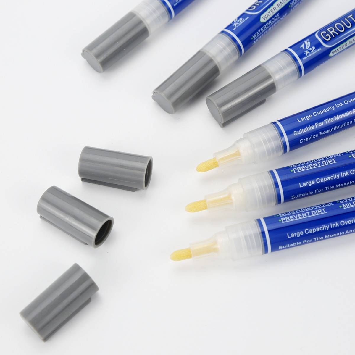 Fliesen Fugenstift 6er-Pack: Wasserdichter Fugenreparaturstift für Fliesenrestaurierung Grey