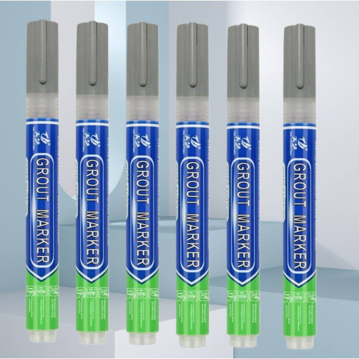 Fliesen Fugenstift 6er-Pack: Wasserdichter Fugenreparaturstift für Fliesenrestaurierung Grey