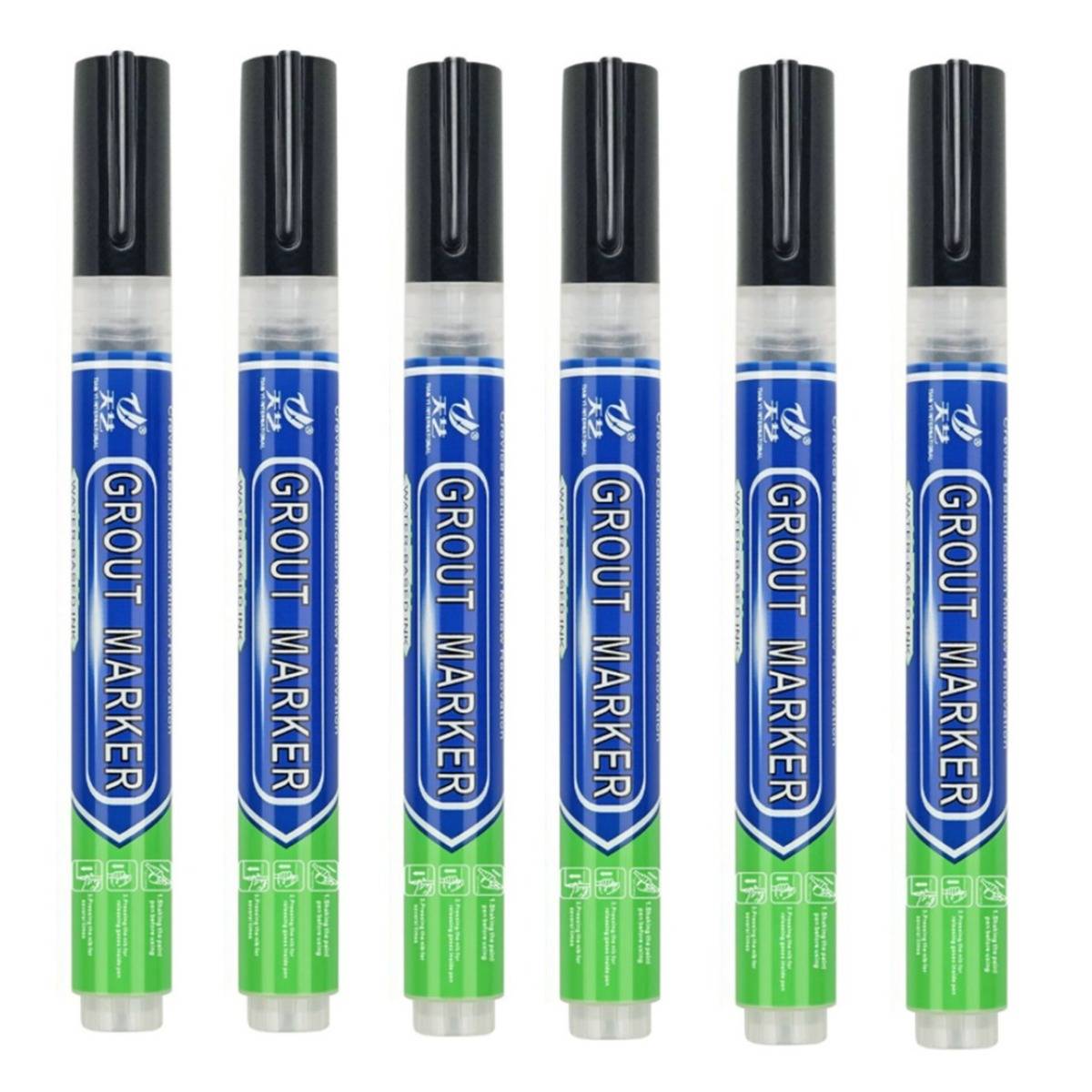Fliesen Fugenstift 6er-Pack: Wasserdichter Fugenreparaturstift für Fliesenrestaurierung Black