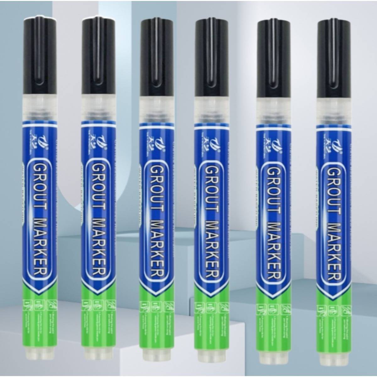 Fliesen Fugenstift 6er-Pack: Wasserdichter Fugenreparaturstift für Fliesenrestaurierung Black