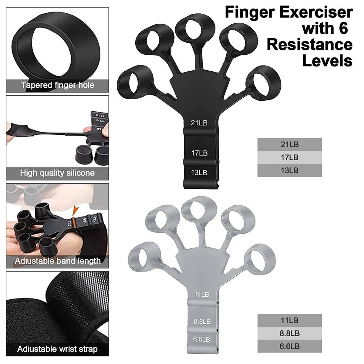 2er-Pack Fingertrainer mit 6 verschiedenen Widerständen Multicolor1 L