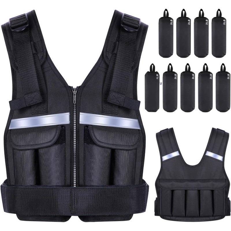 Verstellbare Gewichtsweste Fitness Trainingsjacke mit 9 Sandsäcken