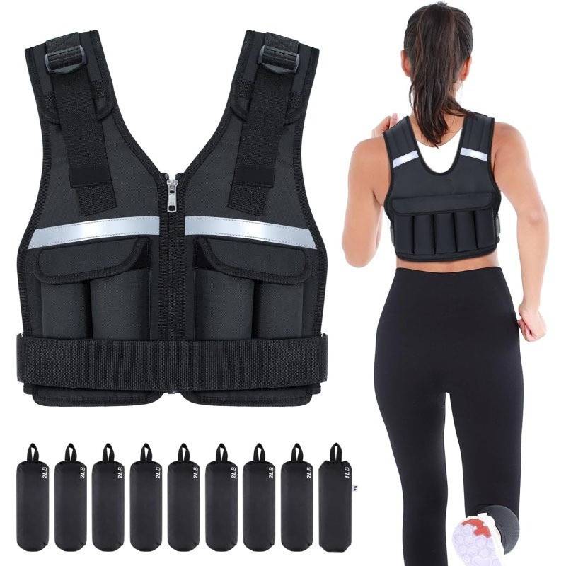 Verstellbare Gewichtsweste Fitness Trainingsjacke mit 9 Sandsäcken