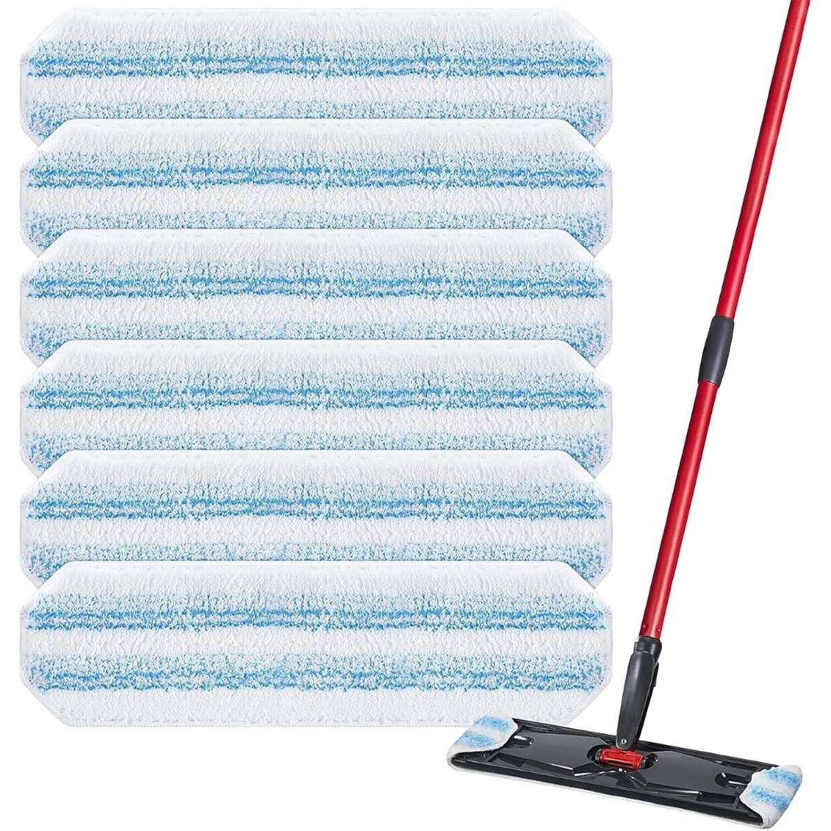 Ersatz-Wischpads kompatibel mit Vileda H2 Pro - 6er-Pack hochsaugfähige Mikrofaser-Pads, starke Fleckenentfernung