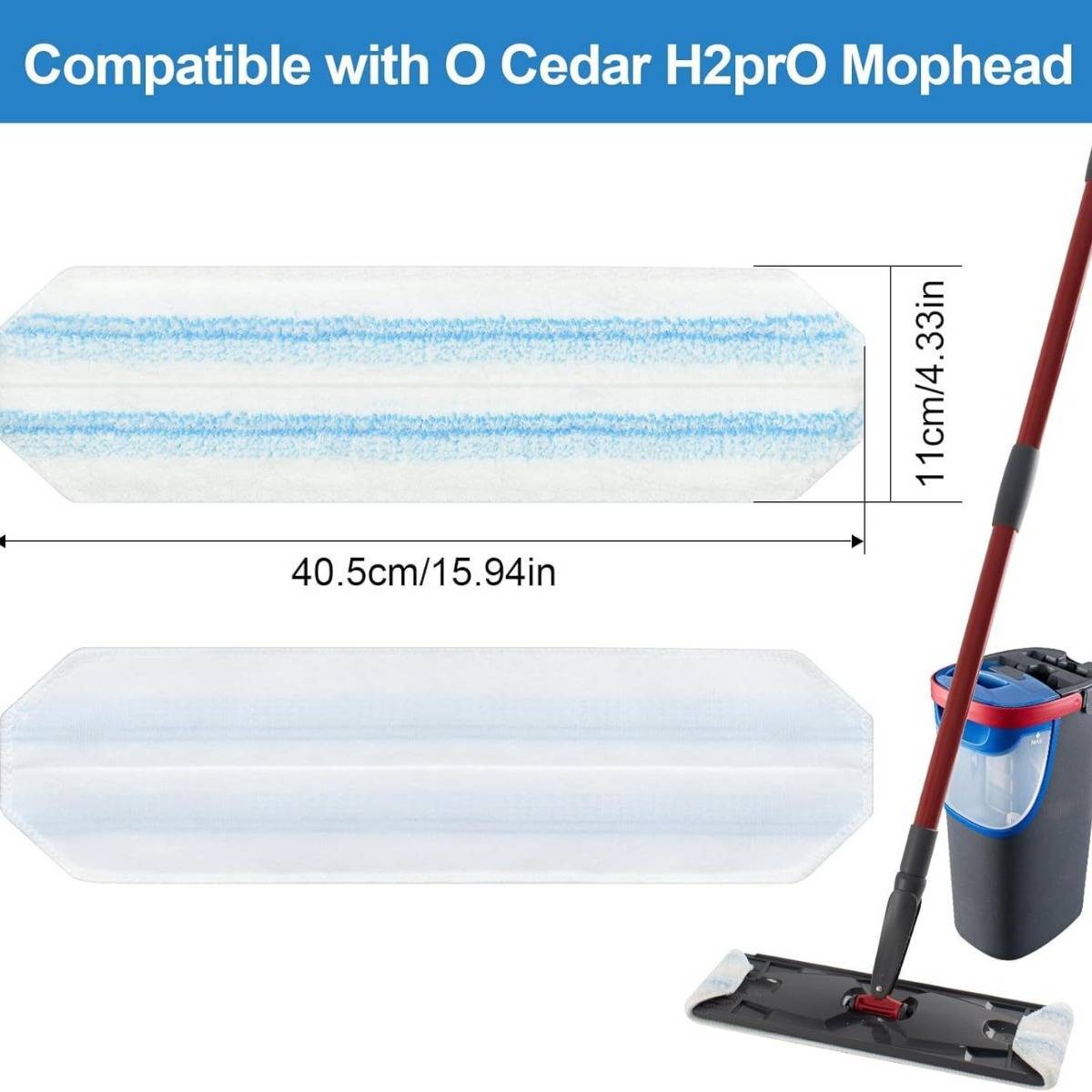 Ersatz-Wischpads kompatibel mit Vileda H2 Pro - 6er-Pack hochsaugfähige Mikrofaser-Pads, starke Fleckenentfernung
