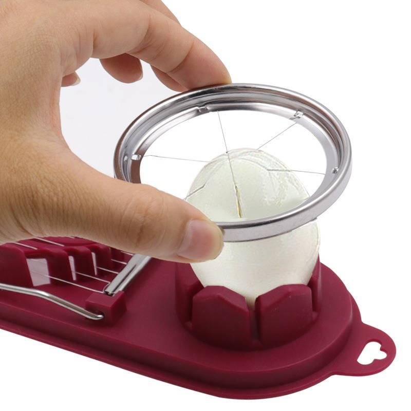 Edelstahl Eierschneider - 2-in-1 Eierteiler für Scheiben und Spalten Red
