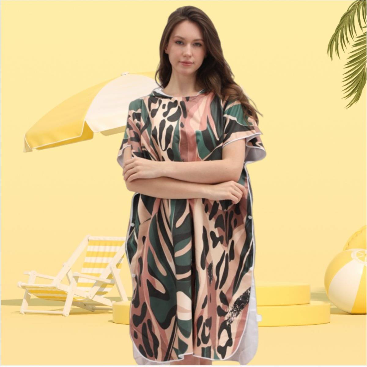 Erwachsener Quick-Dry Mikrofaser Wechselponcho Bademantel für Strand, Schwimmen und Tauchen