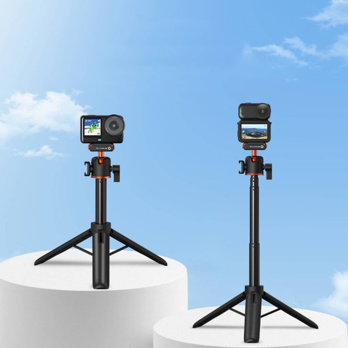 Ausziehbare Selfie-Stange mit magnetischer Schnellspannbefestigung, Cold-Shoe-Erweiterung und tragbarem Mini-Stativ, kompatibel mit DJI Osmo Action