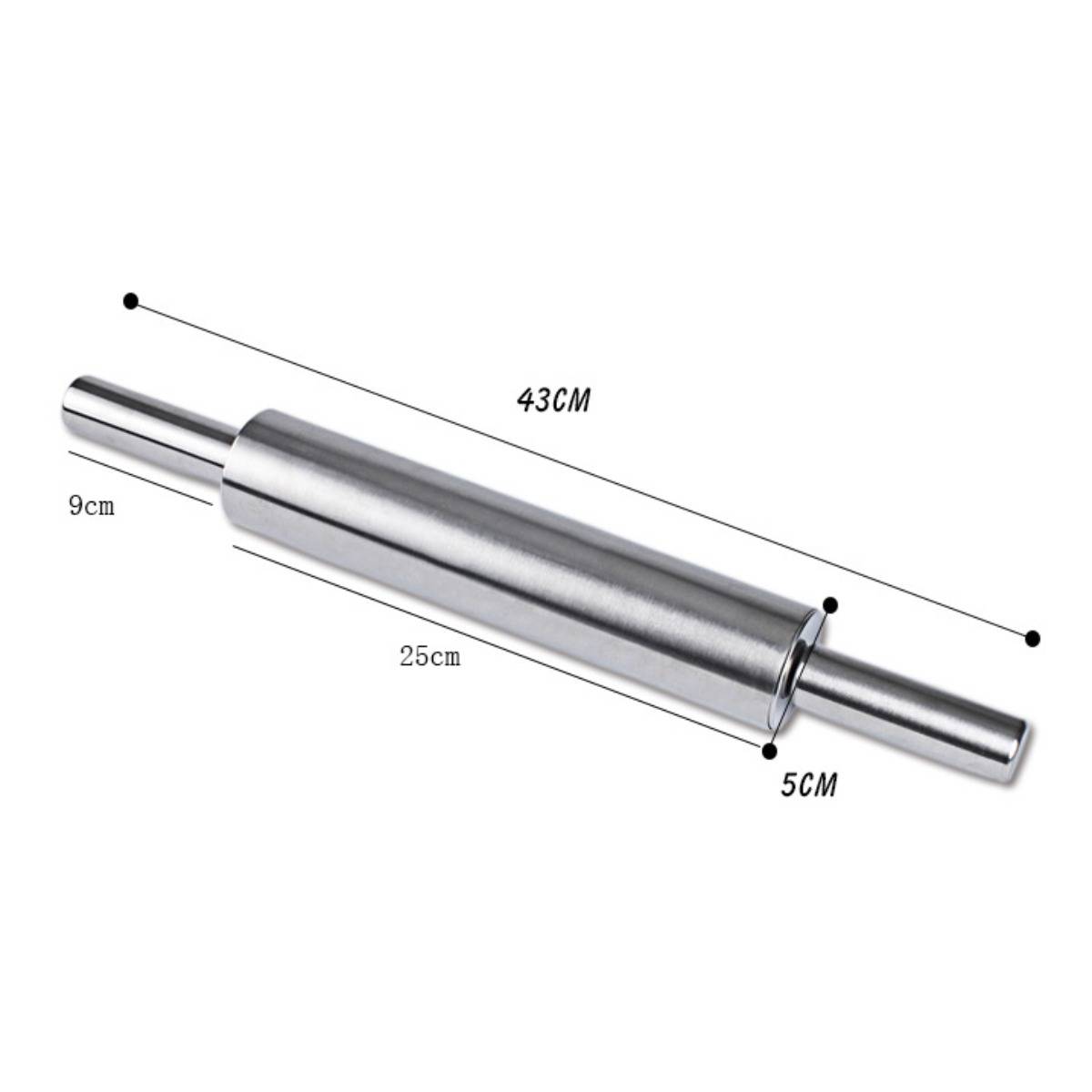 Teigroller aus Edelstahl, 43 cm, silberfarben – Metall-Teigroller für Gebäck, Teigtaschen und Nudeln