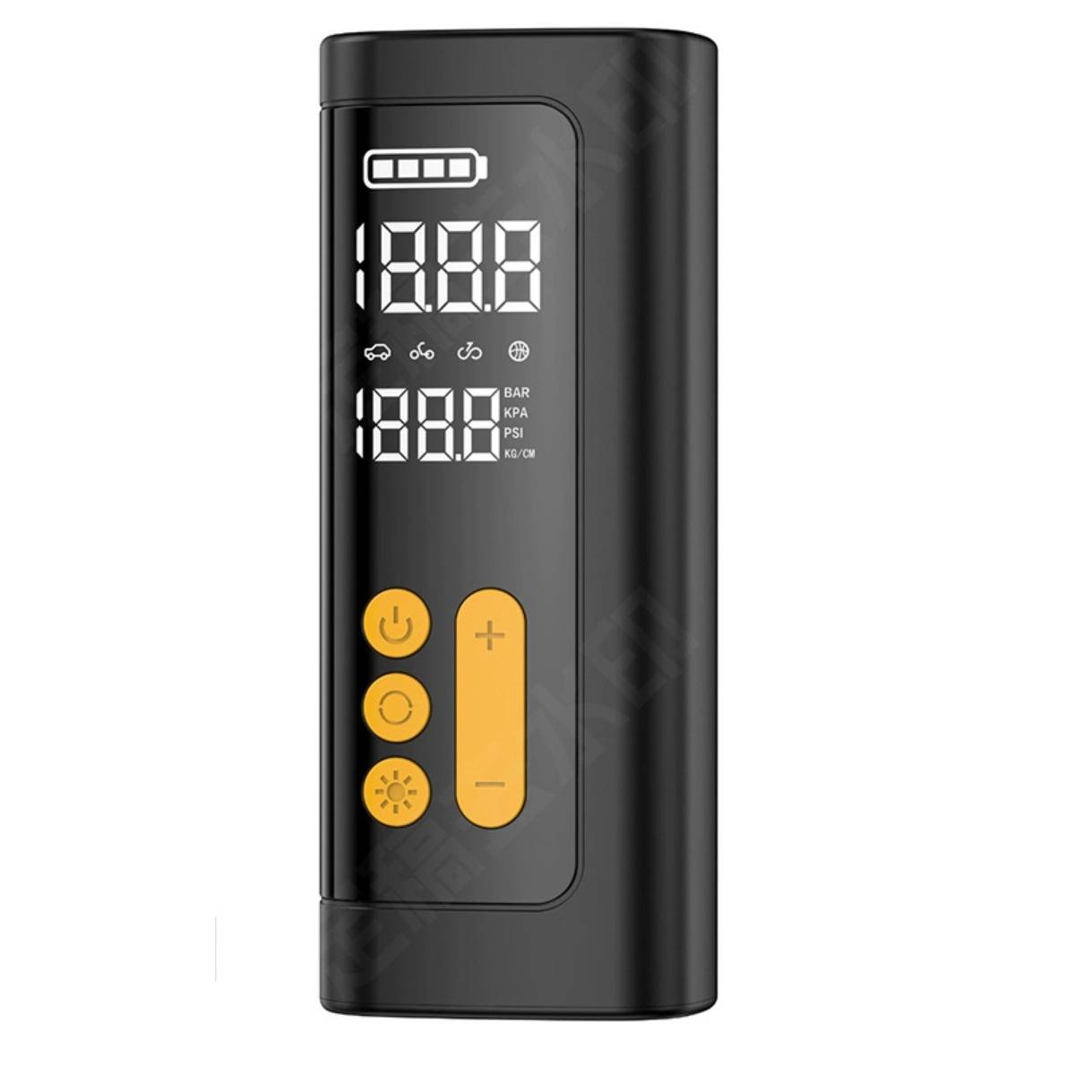 Kabelloser digitaler Reifenfüller — Tragbarer 2000mAh Reifenkompressor mit eingebauter LED, 5-20min Laufzeit