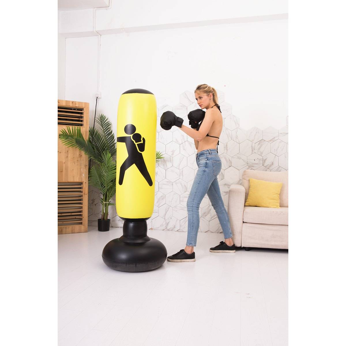 Aufblasbare, freistehende Stanzsäule aus PVC mit Saugfuß und doppelter Verschlusskappe (1,6 m). Black