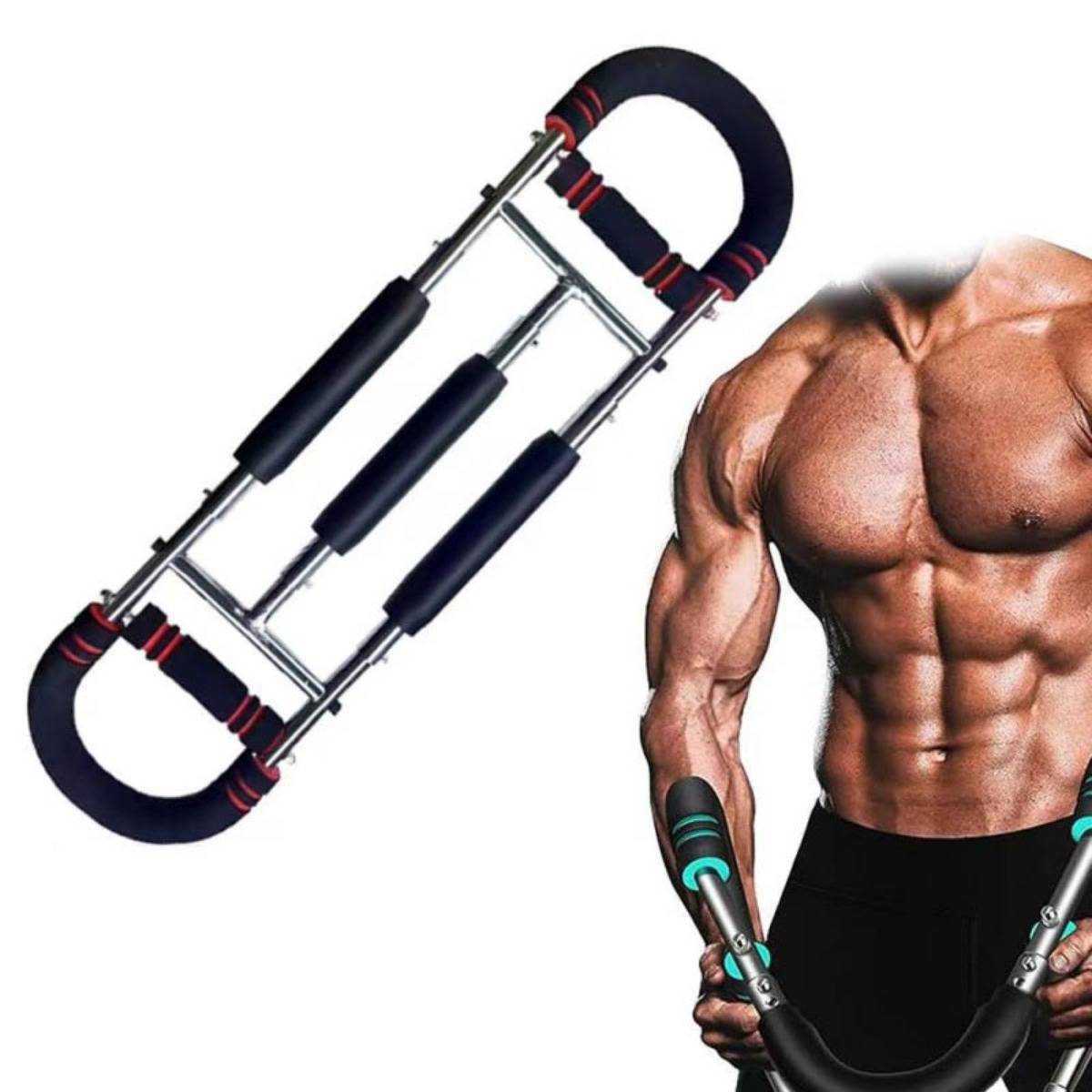 Multifunktionaler 3-Rohr-Armtrainer – Einstellbarer Widerstand, veredelter Stahl, Oberkörper-Krafttrainer für Zuhause Red