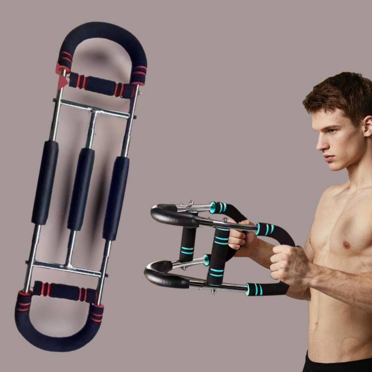 Multifunktionaler 3-Rohr-Armtrainer – Einstellbarer Widerstand, veredelter Stahl, Oberkörper-Krafttrainer für Zuhause Red