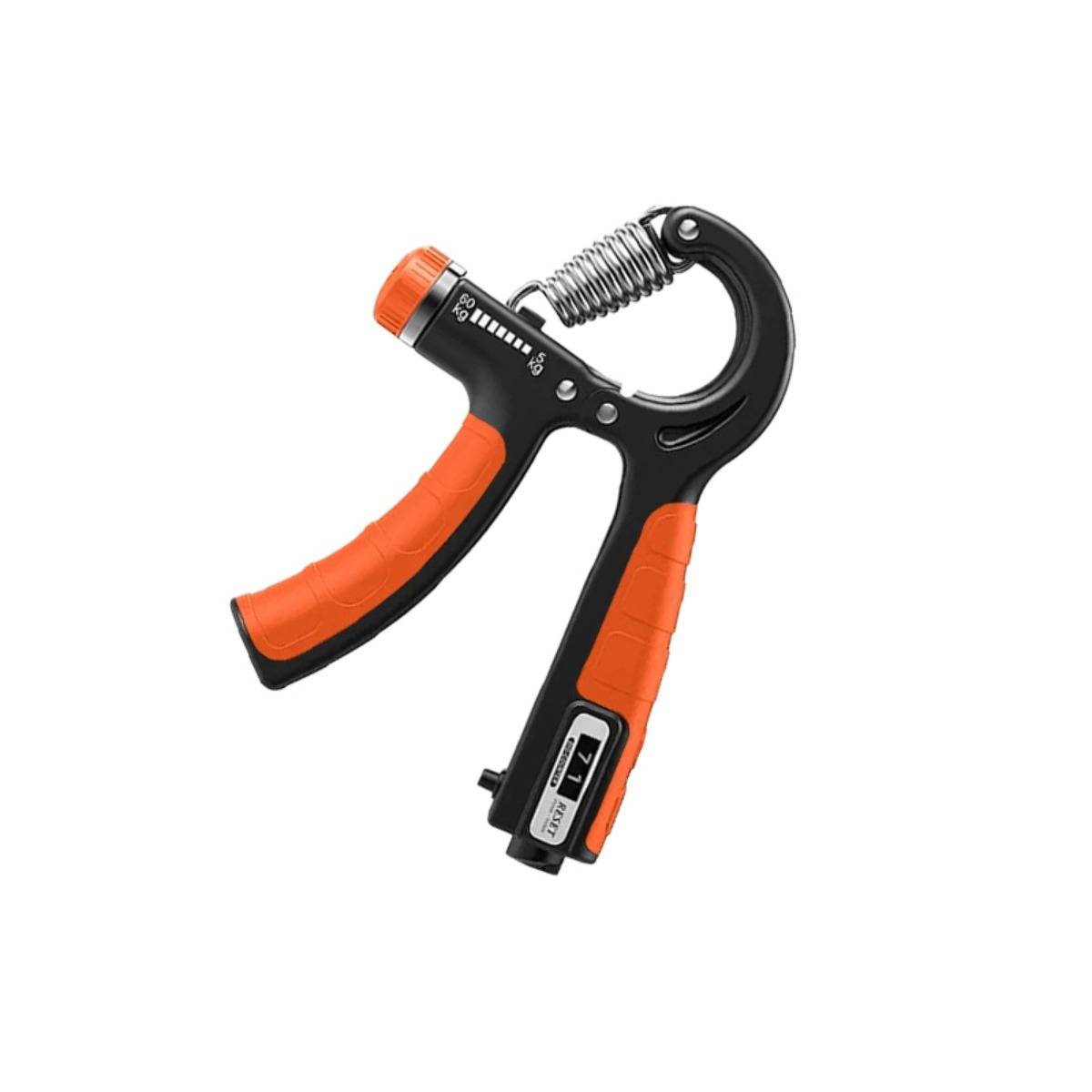Handgripper 2er-Set – Orange, TPR-beschichtete R-Form, Einstellbarer Handtrainer mit eingebautem Zähler, TPR+Stahllegierungsfeder