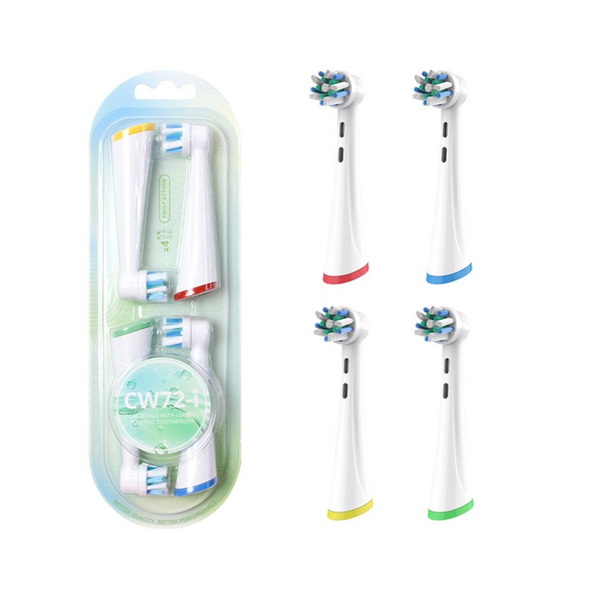 OLB Ersatz-Zahnbürstenköpfe 4er-Set (2 Karten) kompatibel mit Oral-B iO-Serie — Mikro-Vibrations Magnetische Rundköpfe