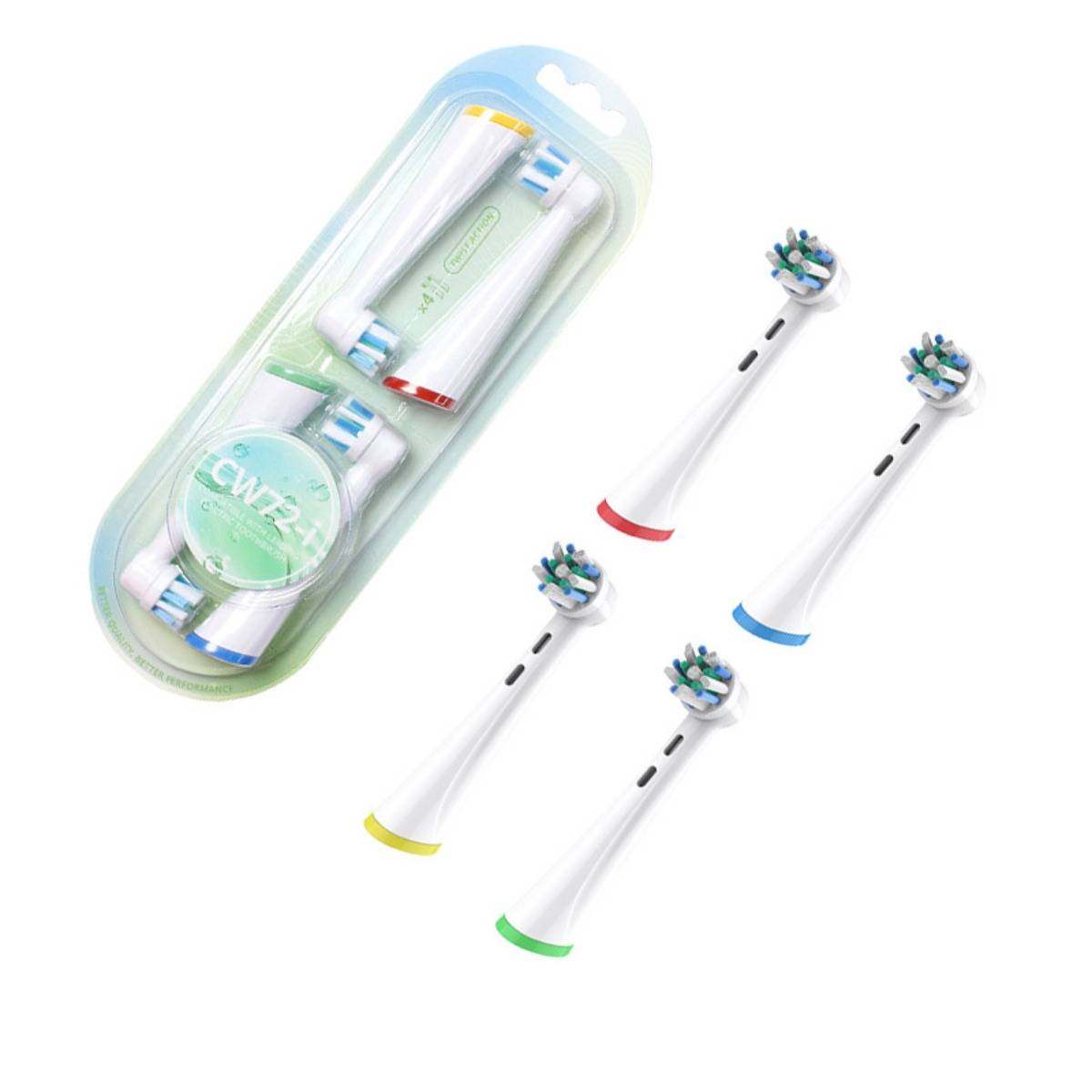 OLB Ersatz-Zahnbürstenköpfe 4er-Set (2 Karten) kompatibel mit Oral-B iO-Serie — Mikro-Vibrations Magnetische Rundköpfe