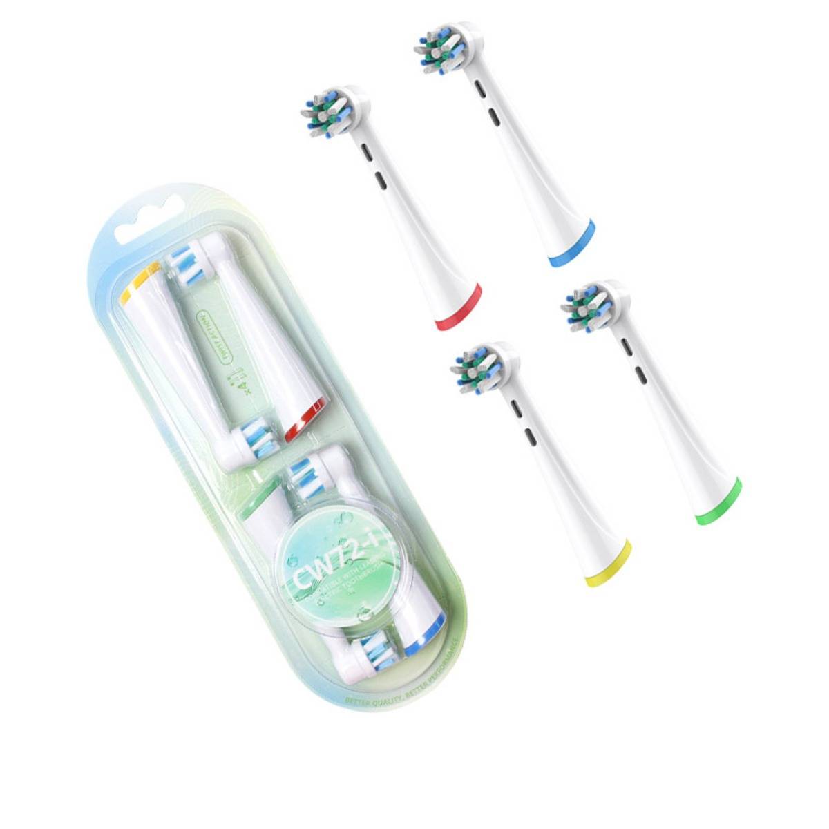 OLB Ersatz-Zahnbürstenköpfe 4er-Set (2 Karten) kompatibel mit Oral-B iO-Serie — Mikro-Vibrations Magnetische Rundköpfe