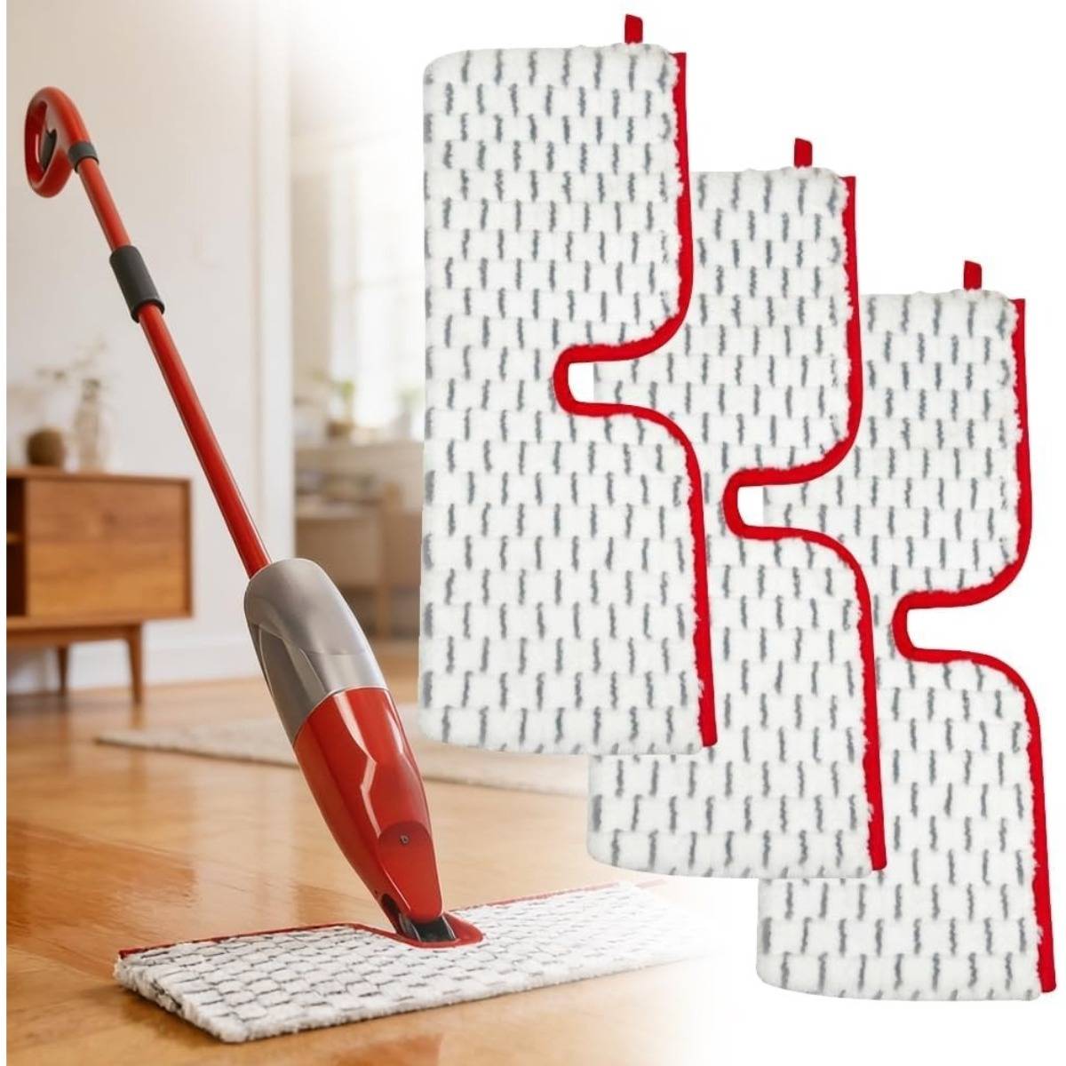 Mikrofaser-Wischpads 3er-Pack — Wiederverwendbare Ersatzpads, kompatibel mit Vileda und O-Cedar ProMist MAX, kratzfrei, nass & trocken