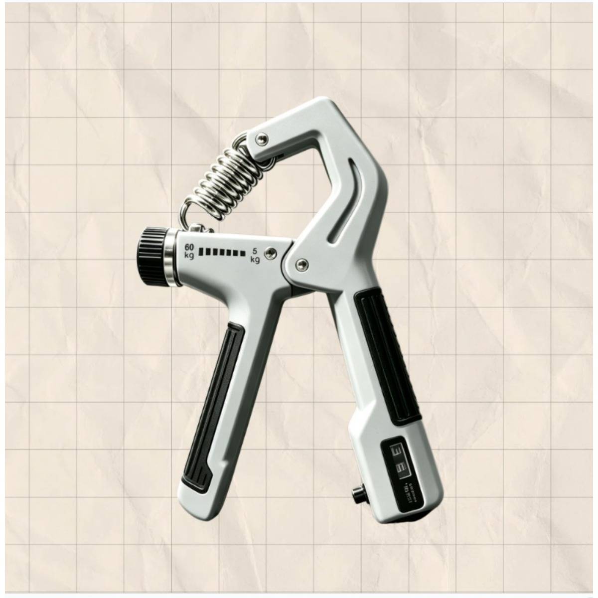 Tragbarer Handtrainer mit mechanischem Zähler – Einstellbarer Widerstand 5-60kg, PP-Konstruktion, gummibeschichteter Griff Gray