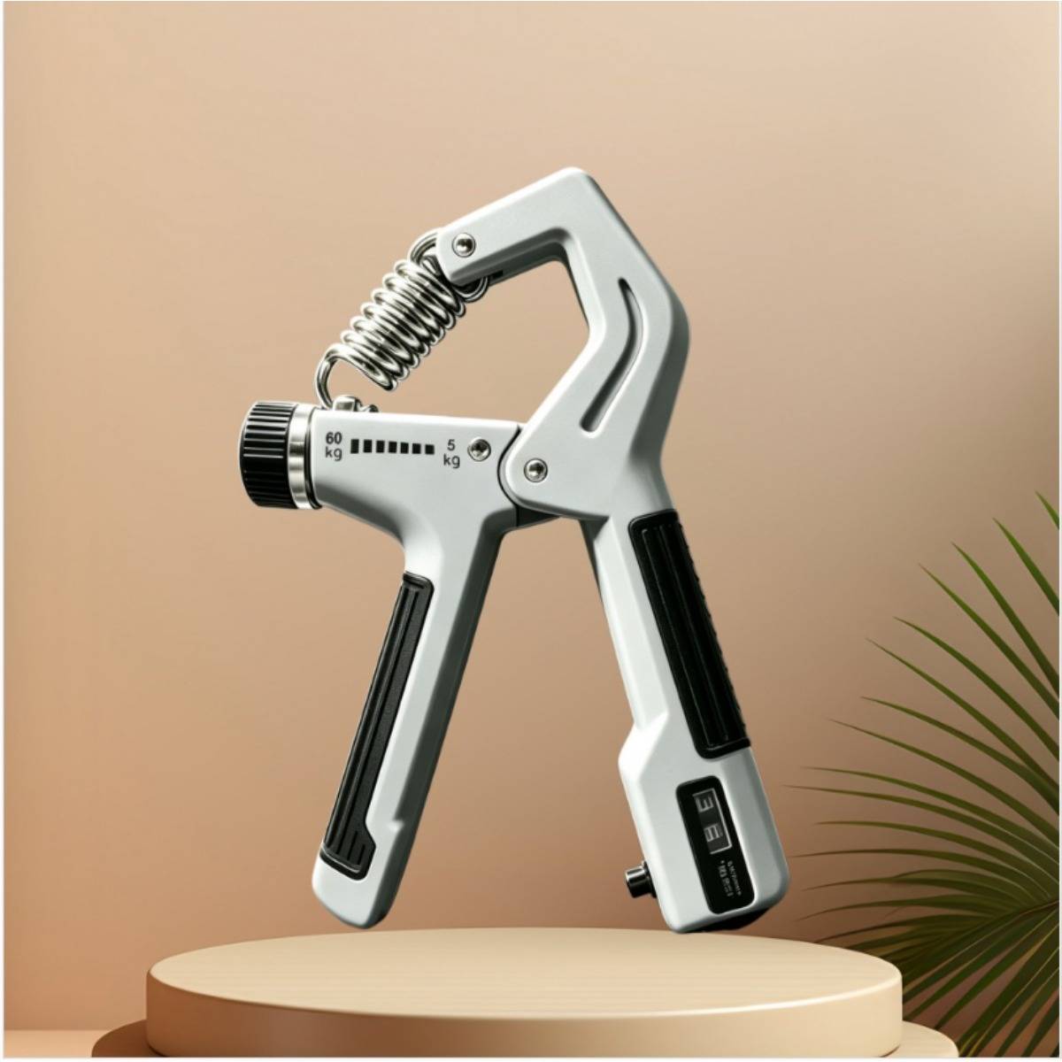 Tragbarer Handtrainer mit mechanischem Zähler – Einstellbarer Widerstand 5-60kg, PP-Konstruktion, gummibeschichteter Griff Gray