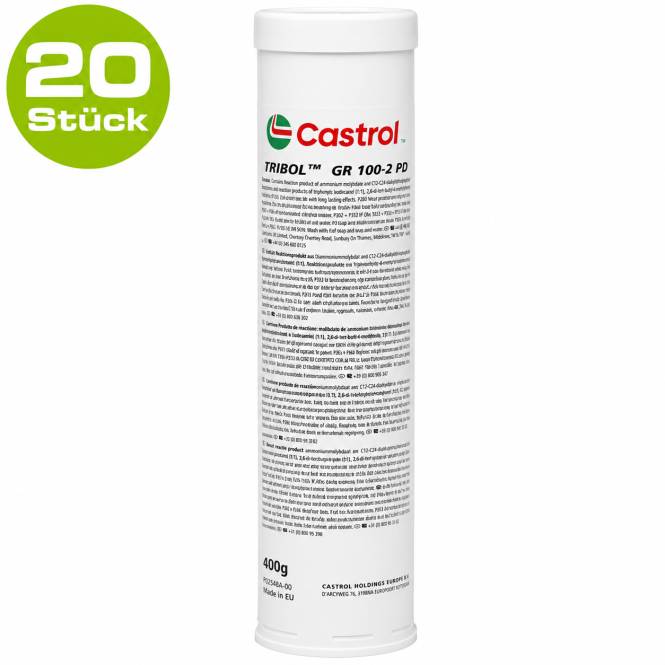 Castrol Tribol GR 100-2 PD Schmierfettpatrone, 400 g, mit dem Etikett „20 Stück