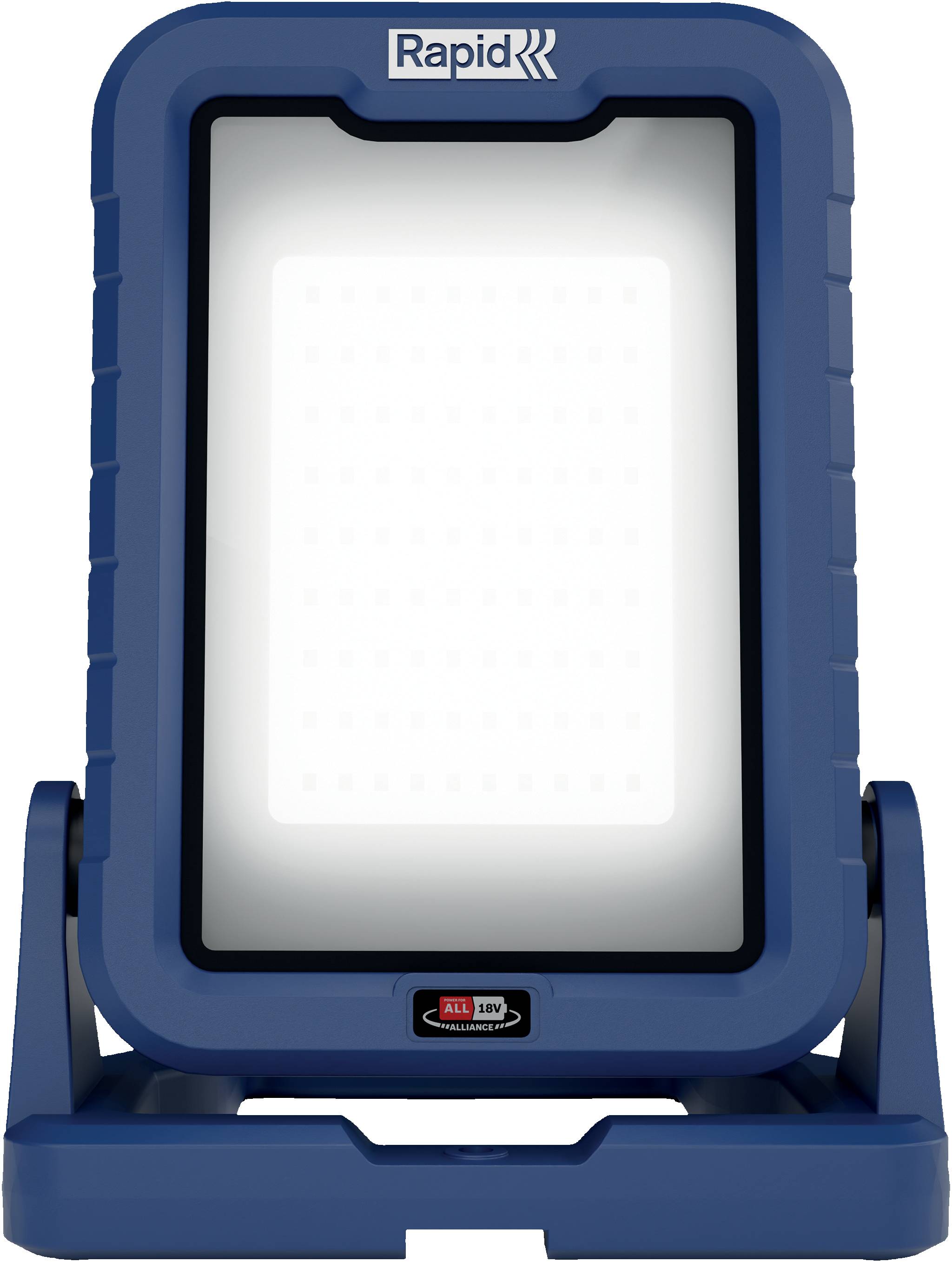 Blue Rapid tragbare LED-Arbeitsleuchte mit großem rechteckigem leuchtenden Panel auf einem Ständer.
