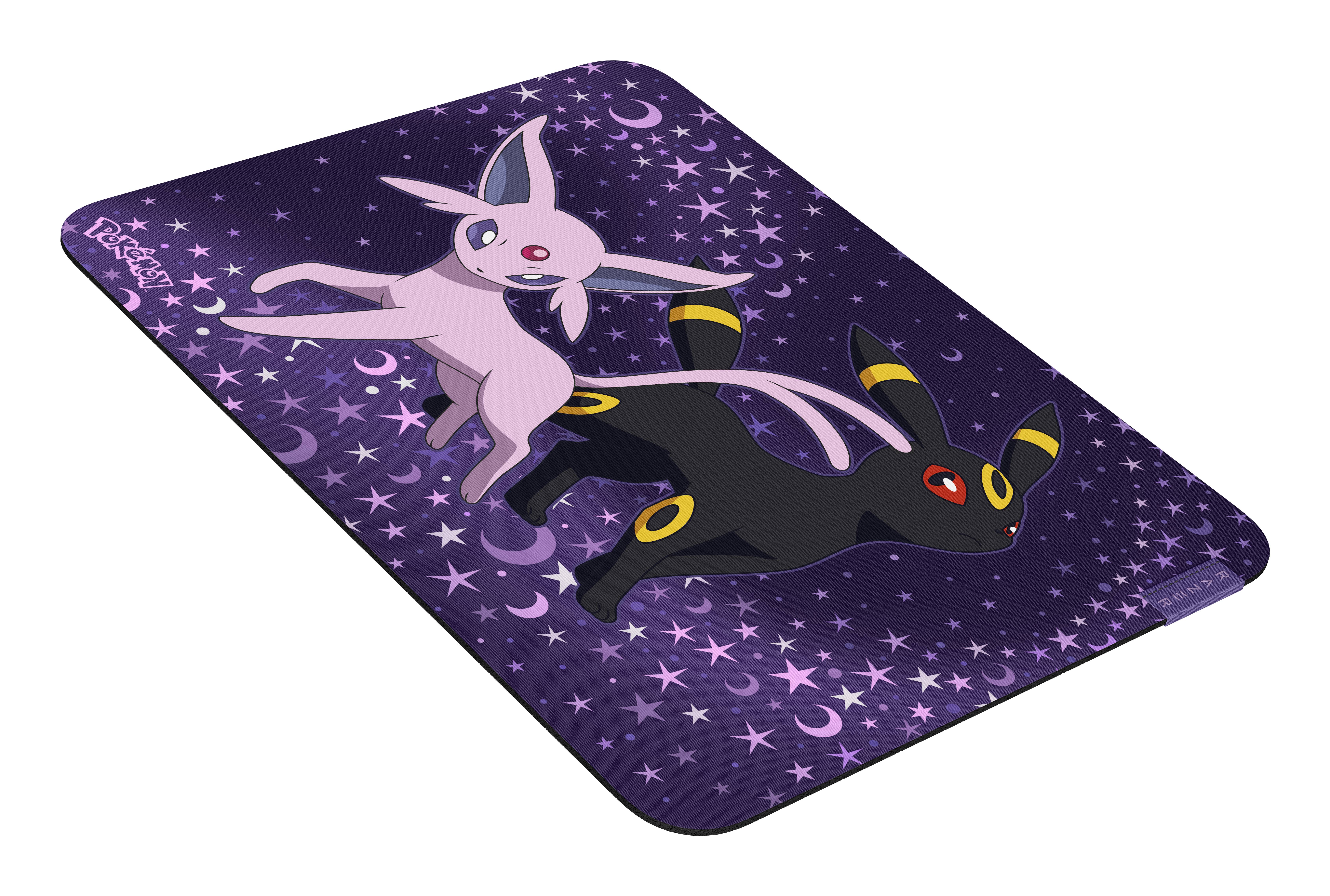 Lila Notizbuch mit Sternenmuster oder Umschlag mit zwei Pokémon, Psiana und Nachtara, auf der Vorderseite.