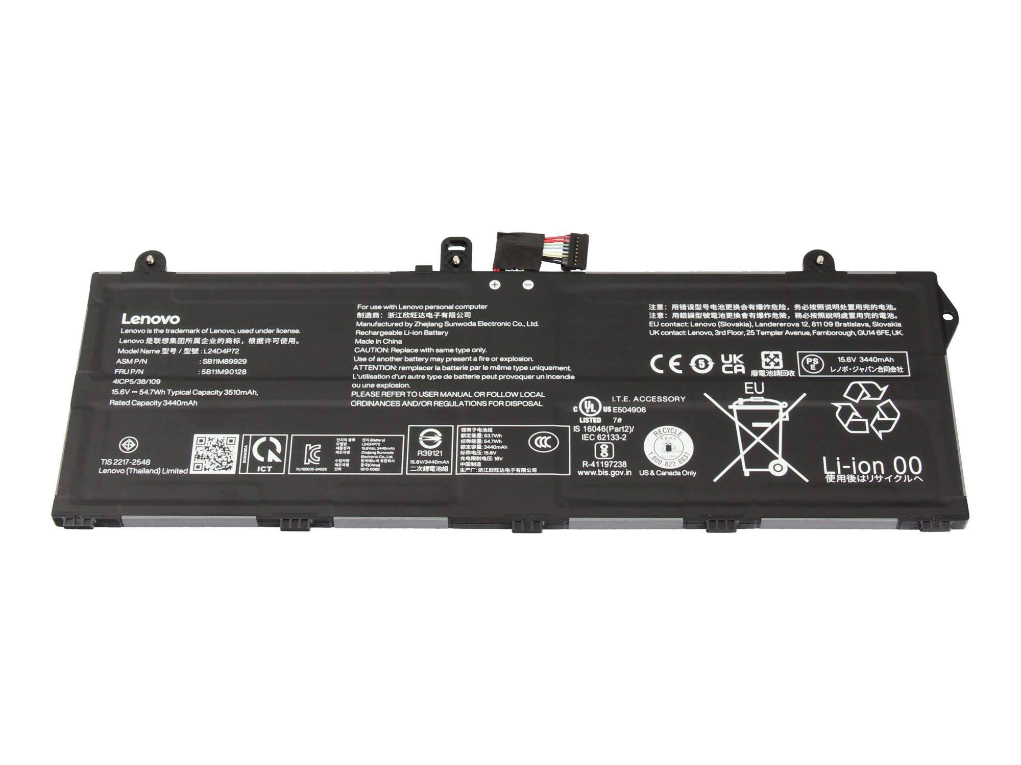 Lenovo Laptop-Ersatzbatteriepack mit der Bezeichnung „Li-ion 00
